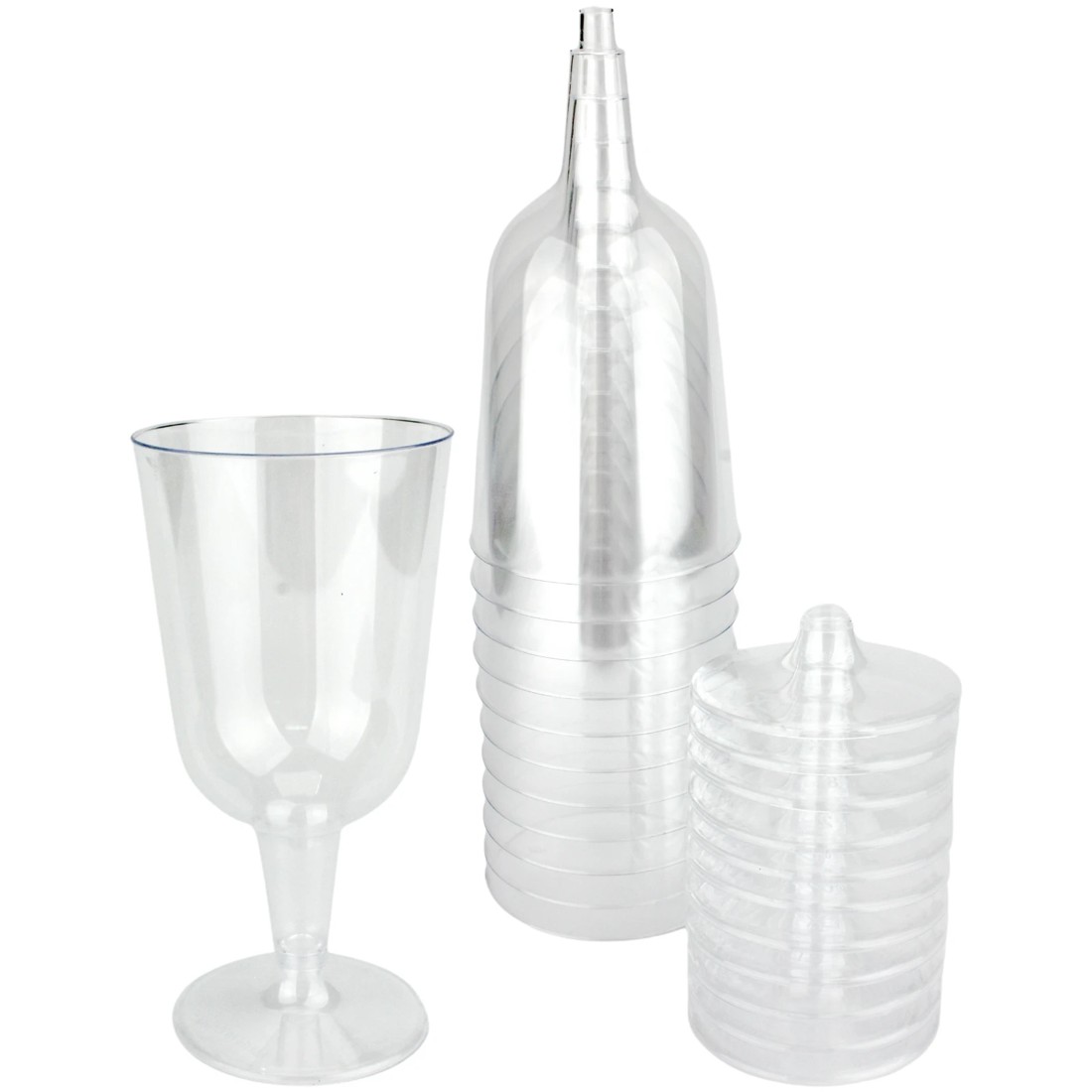 1 Alpen Clear Plastic Reusable Wine Glasses (Pack of 12), 1 of 3