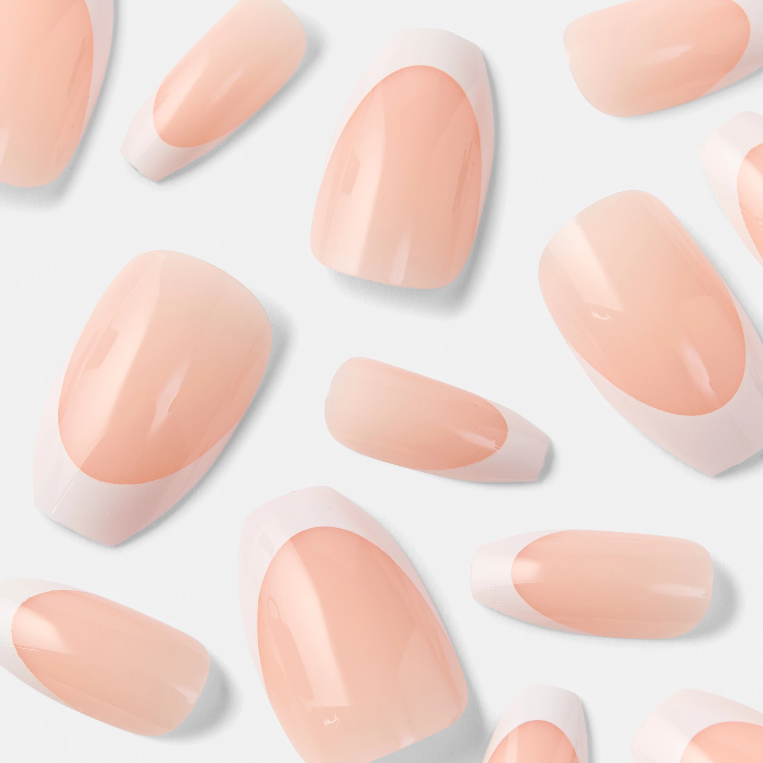 4 OXX Cosmetics 100 Pack Artificial Nails with Adhesive - Coffin Shape, French Tip, 4 of 5