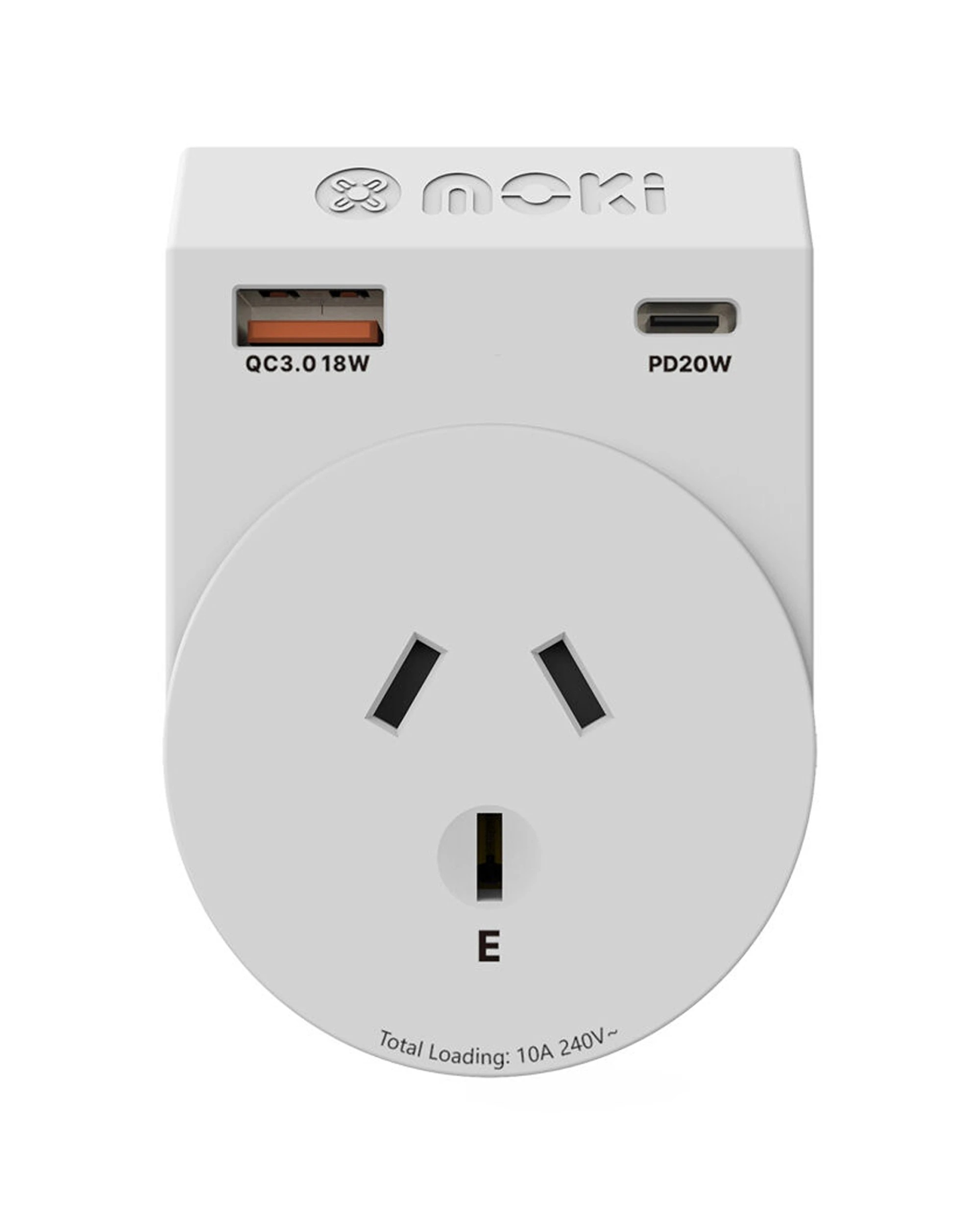 2 Moki 2PK Travel Adaptor Plus Outbound AU NZ To India Type C USB A - White, 2 of 4