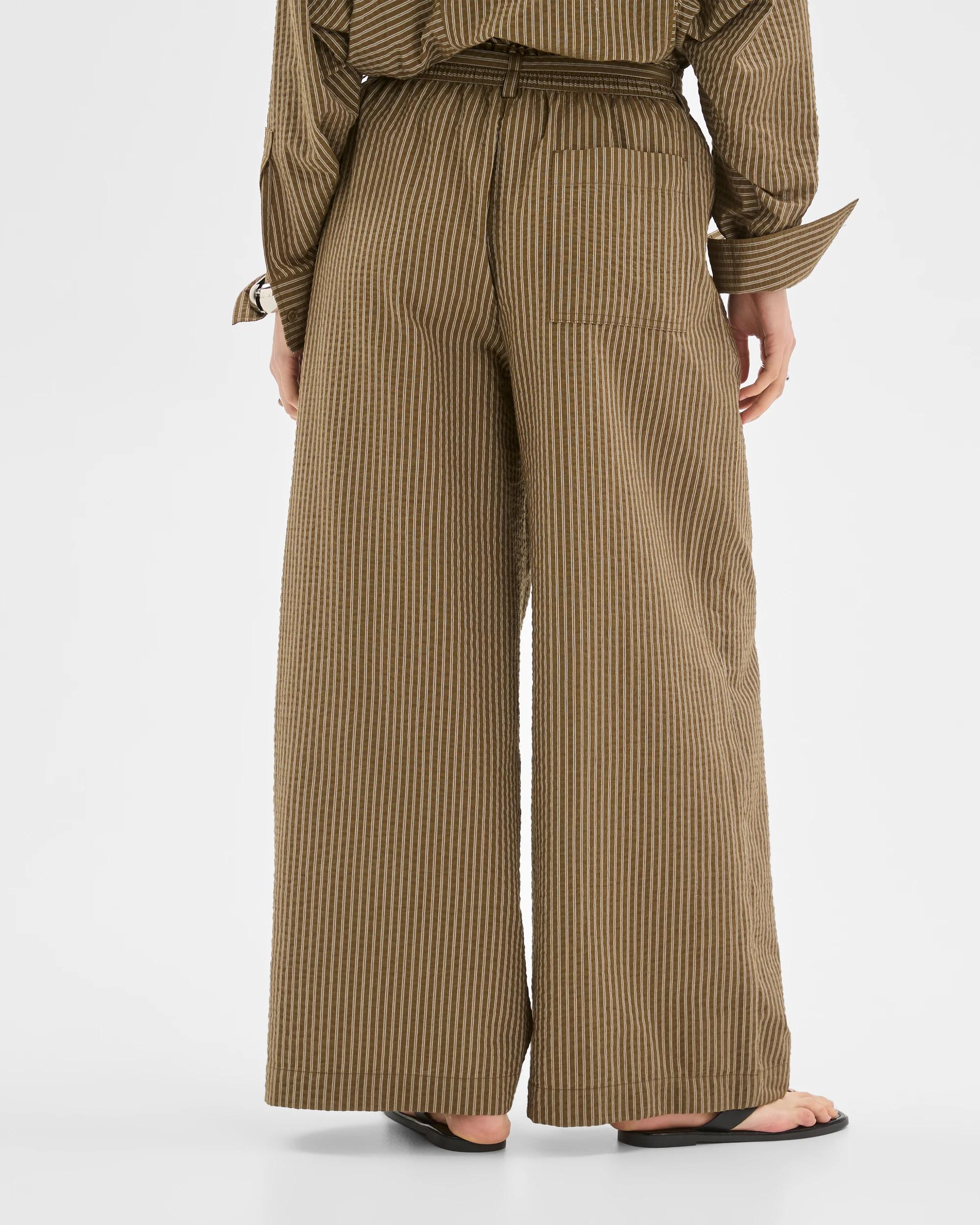 7 Lily Loves Australian Cotton Blend Wide Leg Pants DEEP MOSS STRIPE, 7 of 7
