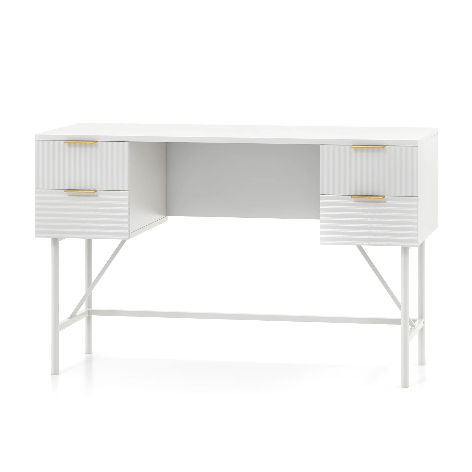 1 Costway 120cm Computer Desk w/4 Drawers Study Writing Table - White, 1 of 6