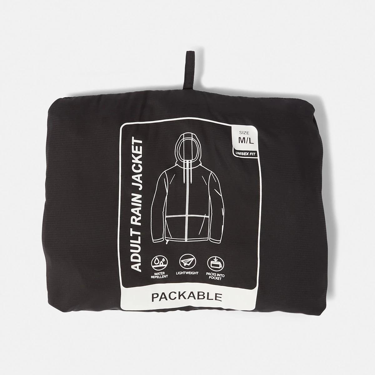 2 Active Unisex Packable Rain Jacket BLACK, 2 of 10