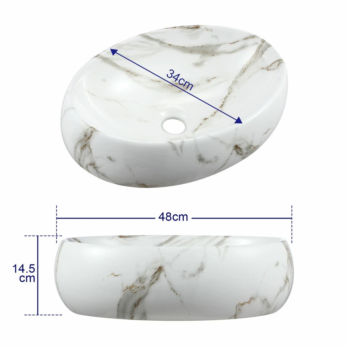 5 LUXSUITE Bathroom Sink Vessel Vanity Hand Wash Basin Washing Bowl Above Counter Toilet Bath Countertop Ceramic White, 5 of 7