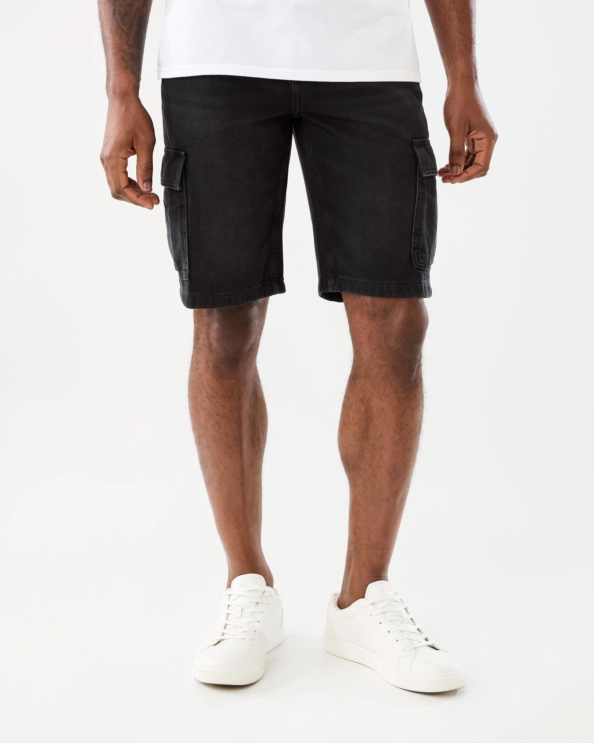 1 Denim Cargo Shorts Black Wash, 1 of 7