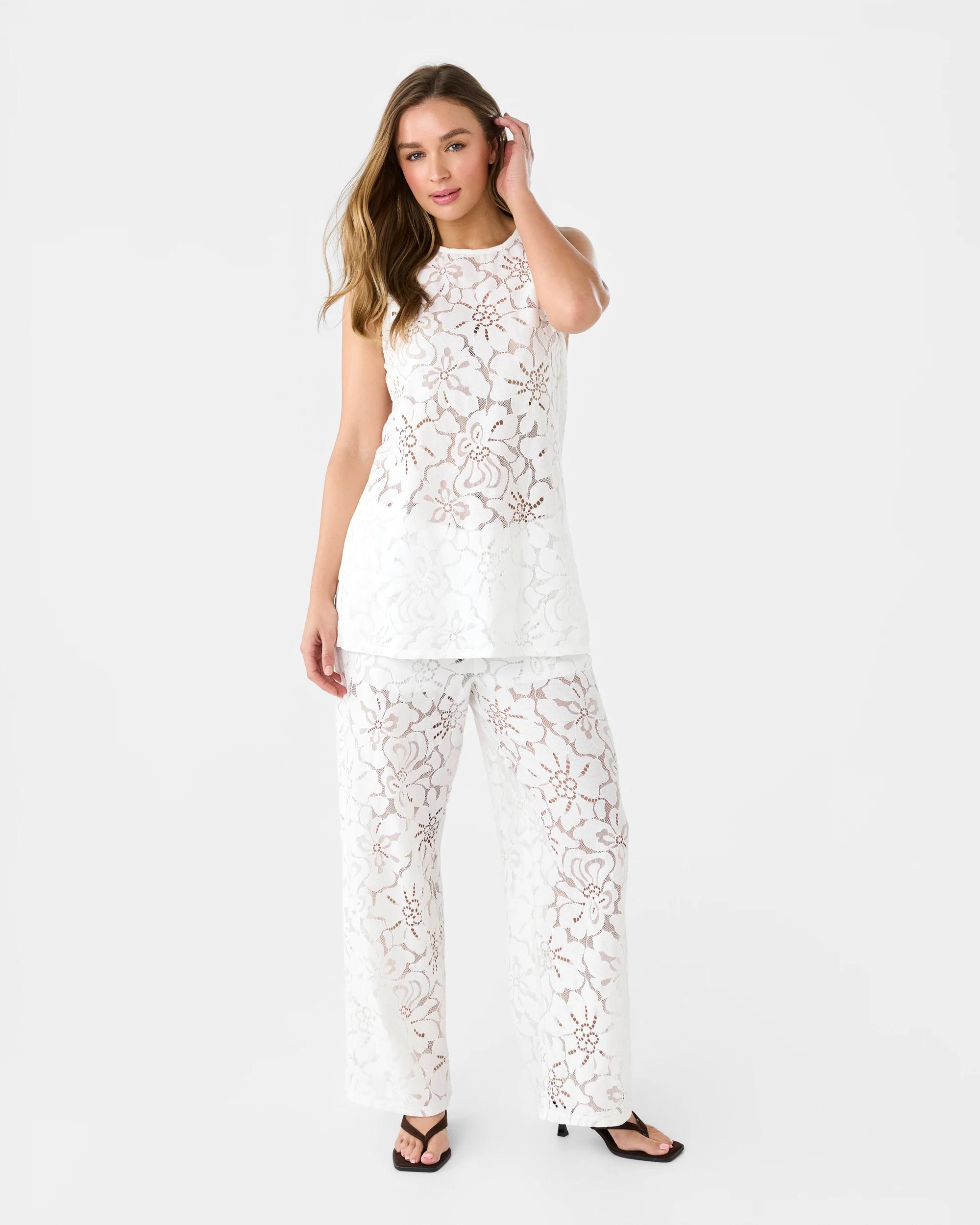 2 Lace Wide Leg Pants Cld White, 2 of 5