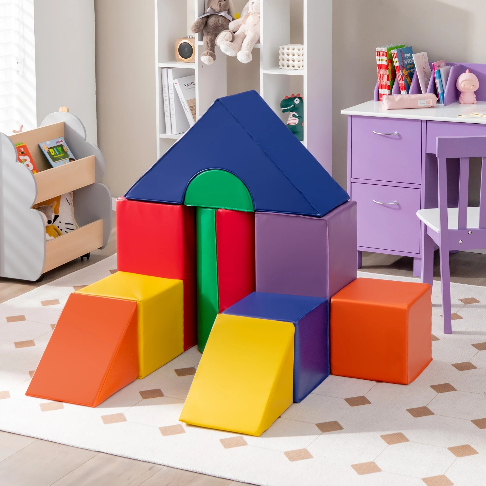 1 Costway Large Foam Blocks Soft Climber Indoor Castle Playset 11pcs, 1 of 1