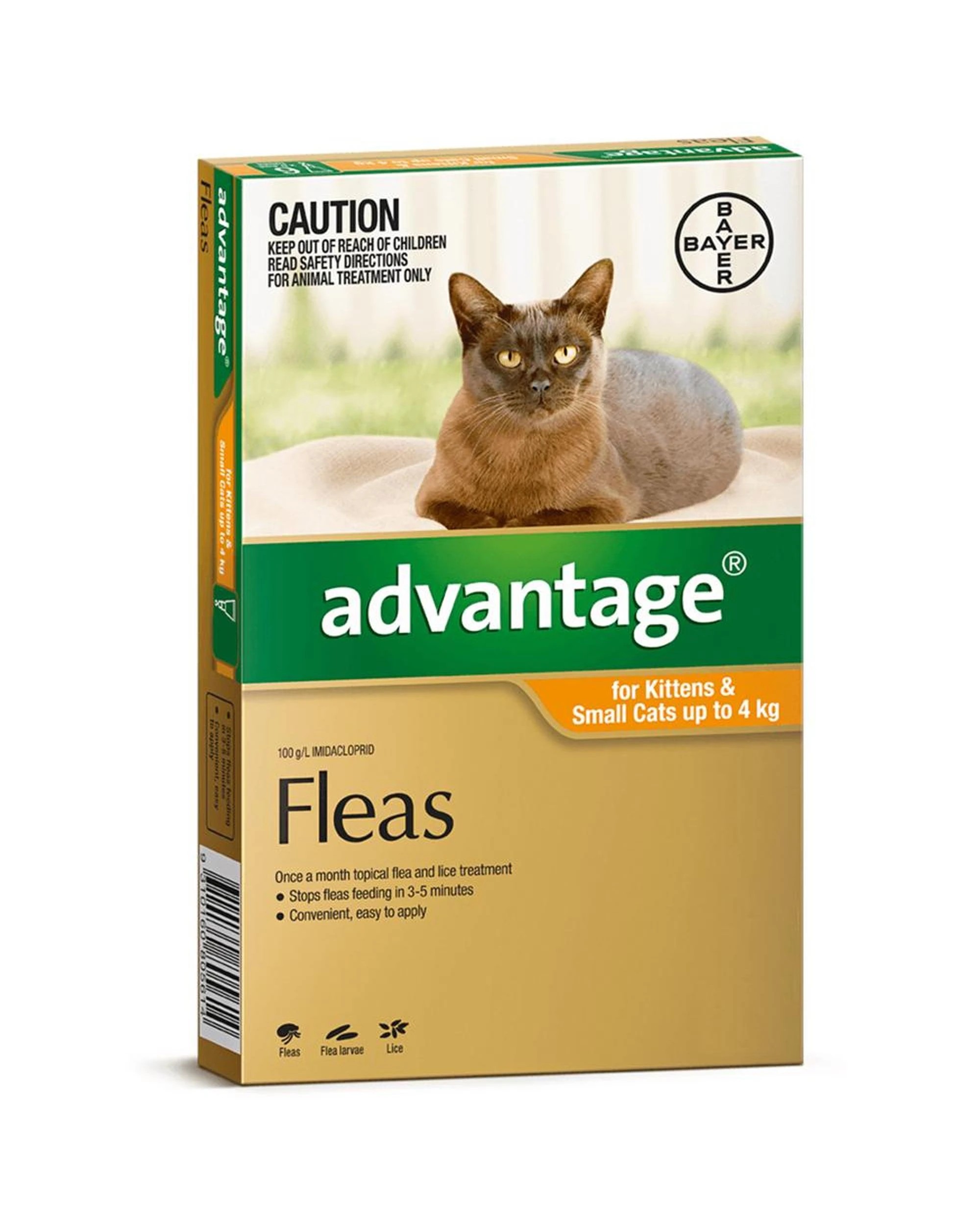 1 Advantage Flea Treatment For Cats 0-4kg Orange 1 Pack, 1 of 2