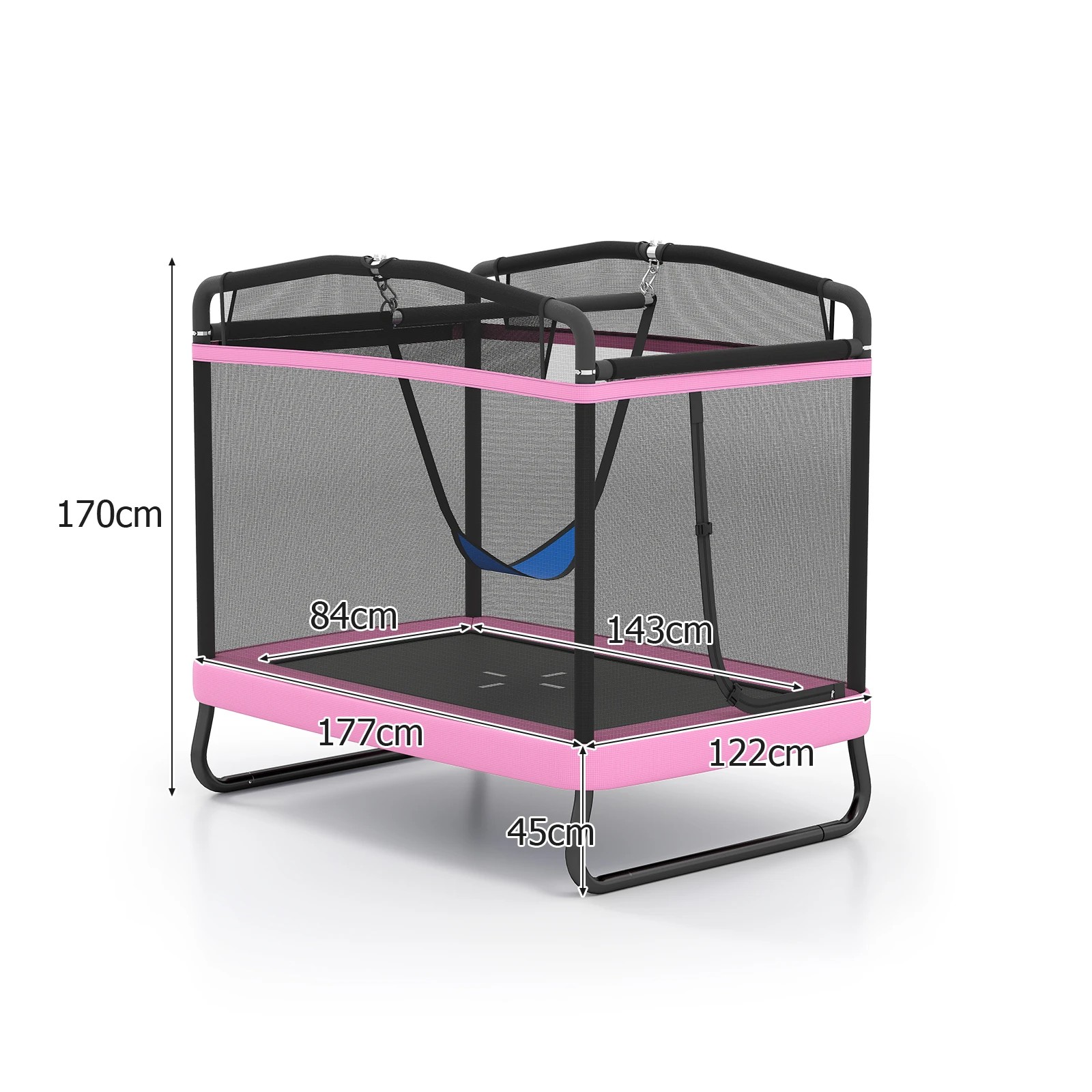 3 Costway Kids Trampoline Indoor Outdoor Rectangle Rebounder w/Enclosure Net, 3 of 3