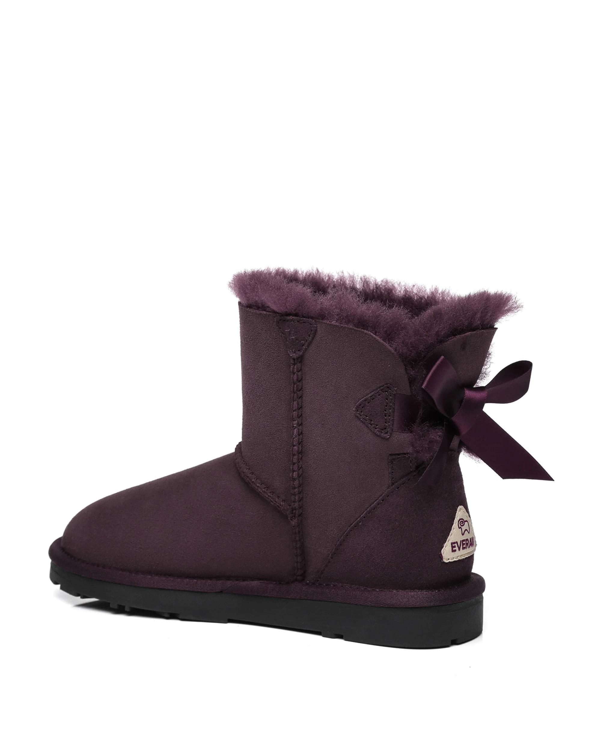 3 Everau Womens Mini Back Bow UGG Boots RAISIN, 3 of 5