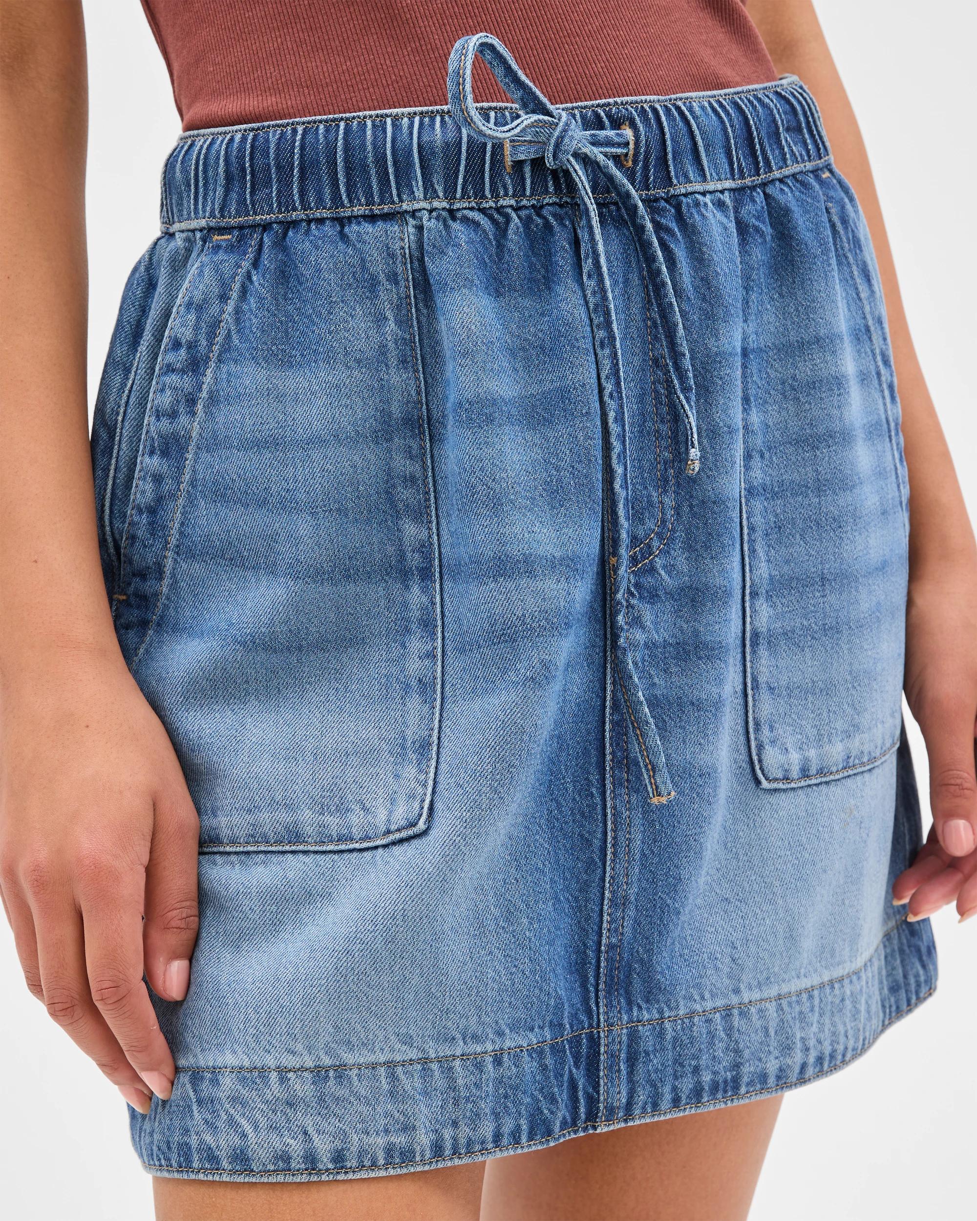 3 Target Denim Pull On Mini Skirt MEDITERRANEAN BLUE, 3 of 5