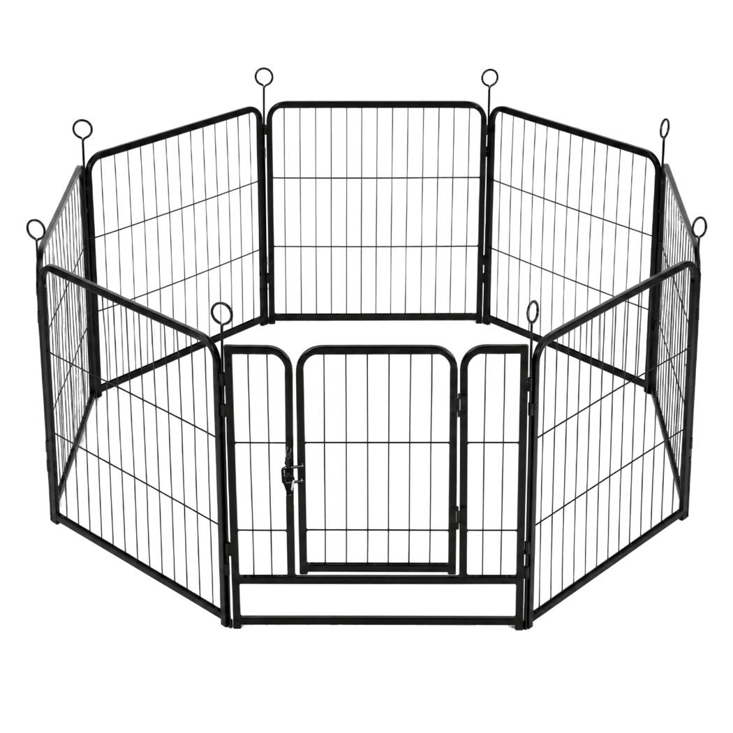 2 Pawz Dog Playpen 8-Panel Metal Dog Pen Tool-Free Foldable Puppy Crate Black, 2 of 8
