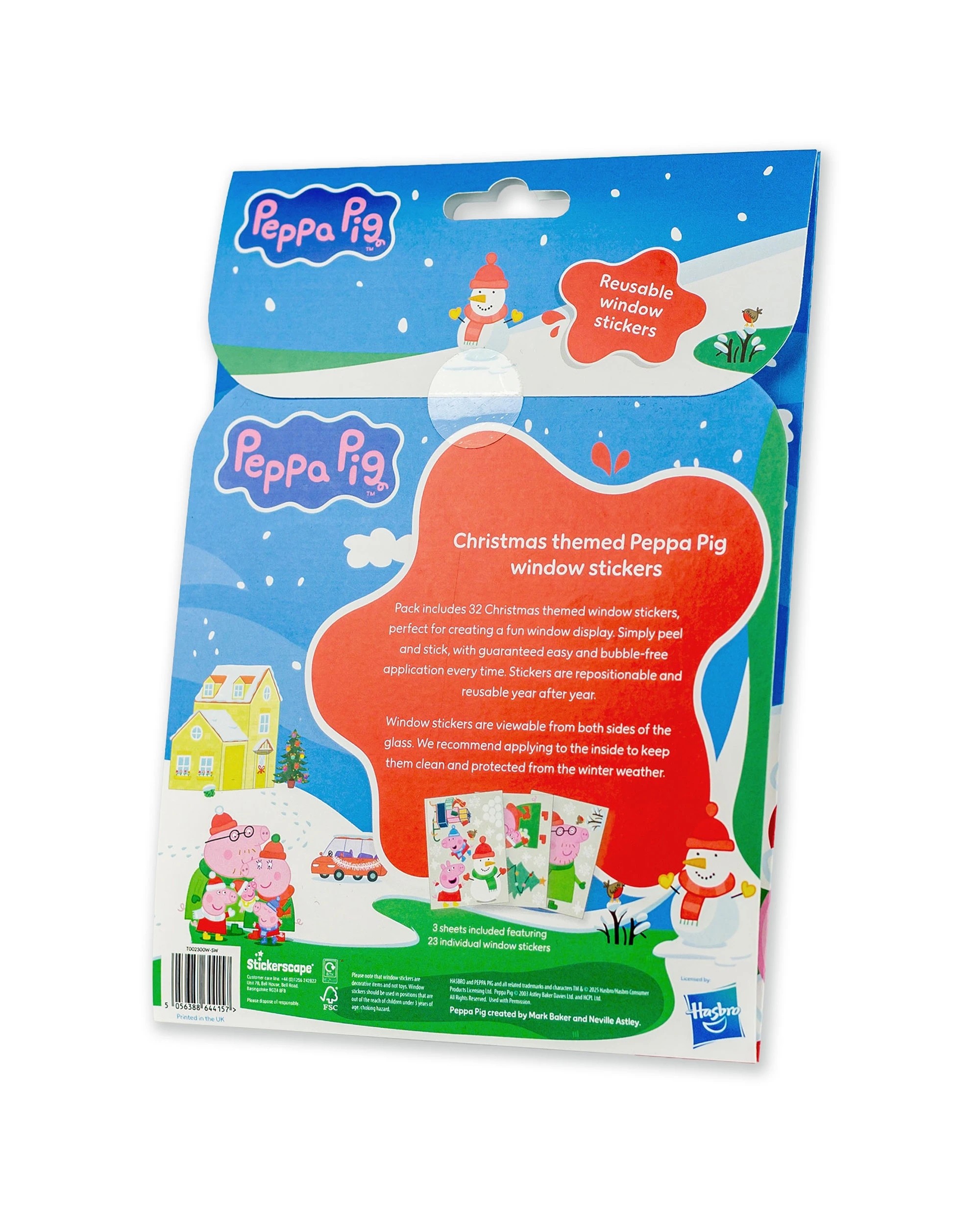 2 Stickerscape A5 Peppa Pig Christmas Reusable Playroom Nursery Window Stickers, 2 of 4