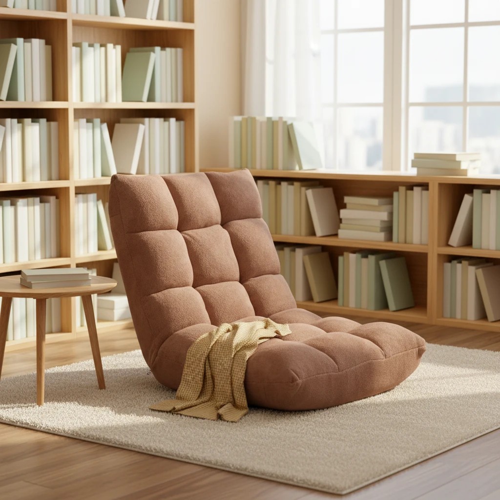 2 Costway Floor Chair Lazy Sofa Velvet Chaise Lounge Lazy Recliner w/14-Position Adjustable Back, 2 of 2