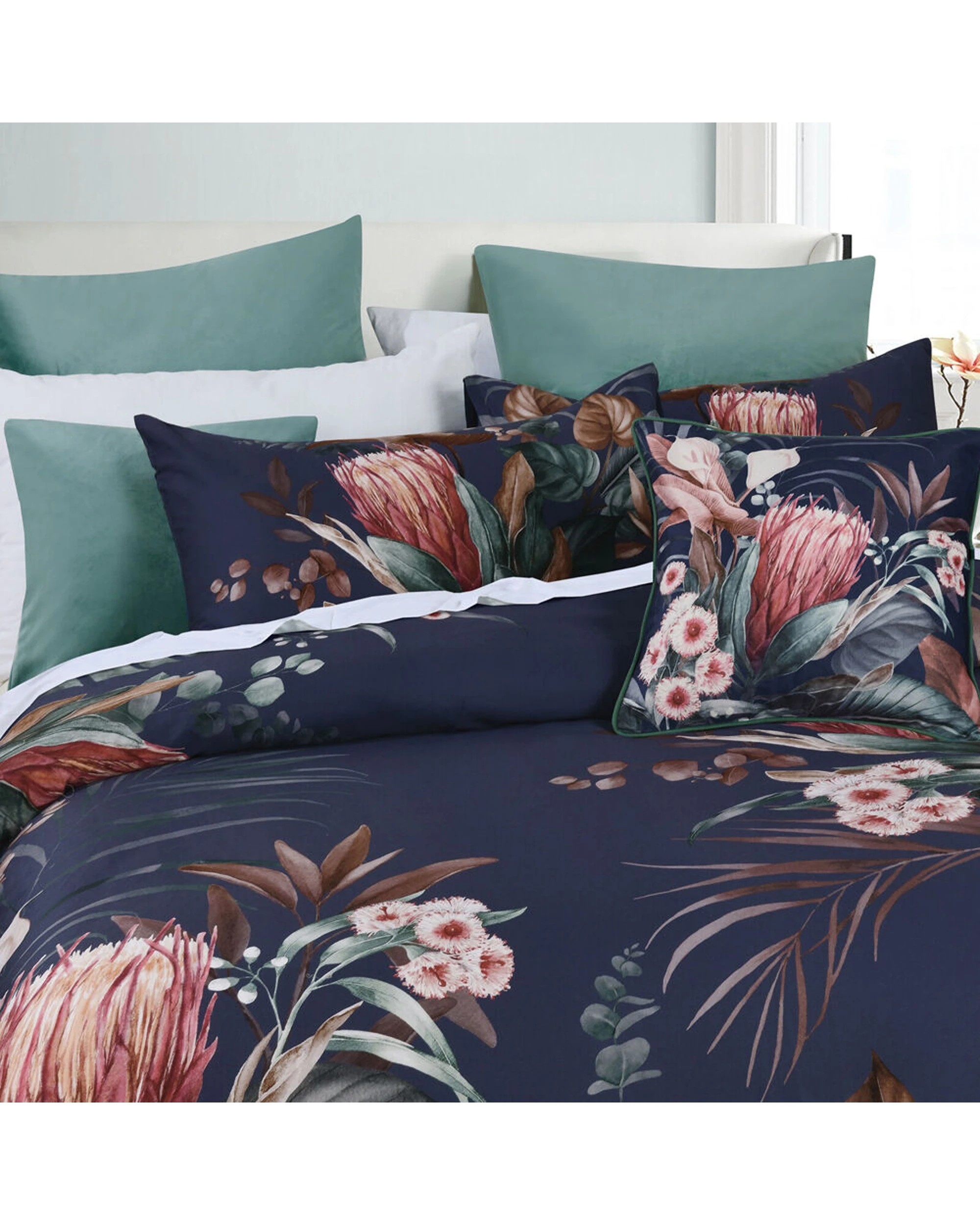 2 Bianca Balwyn Cotton Sateen Quilt Cover Set Navy - Queen Bed - Blue, 2 of 4