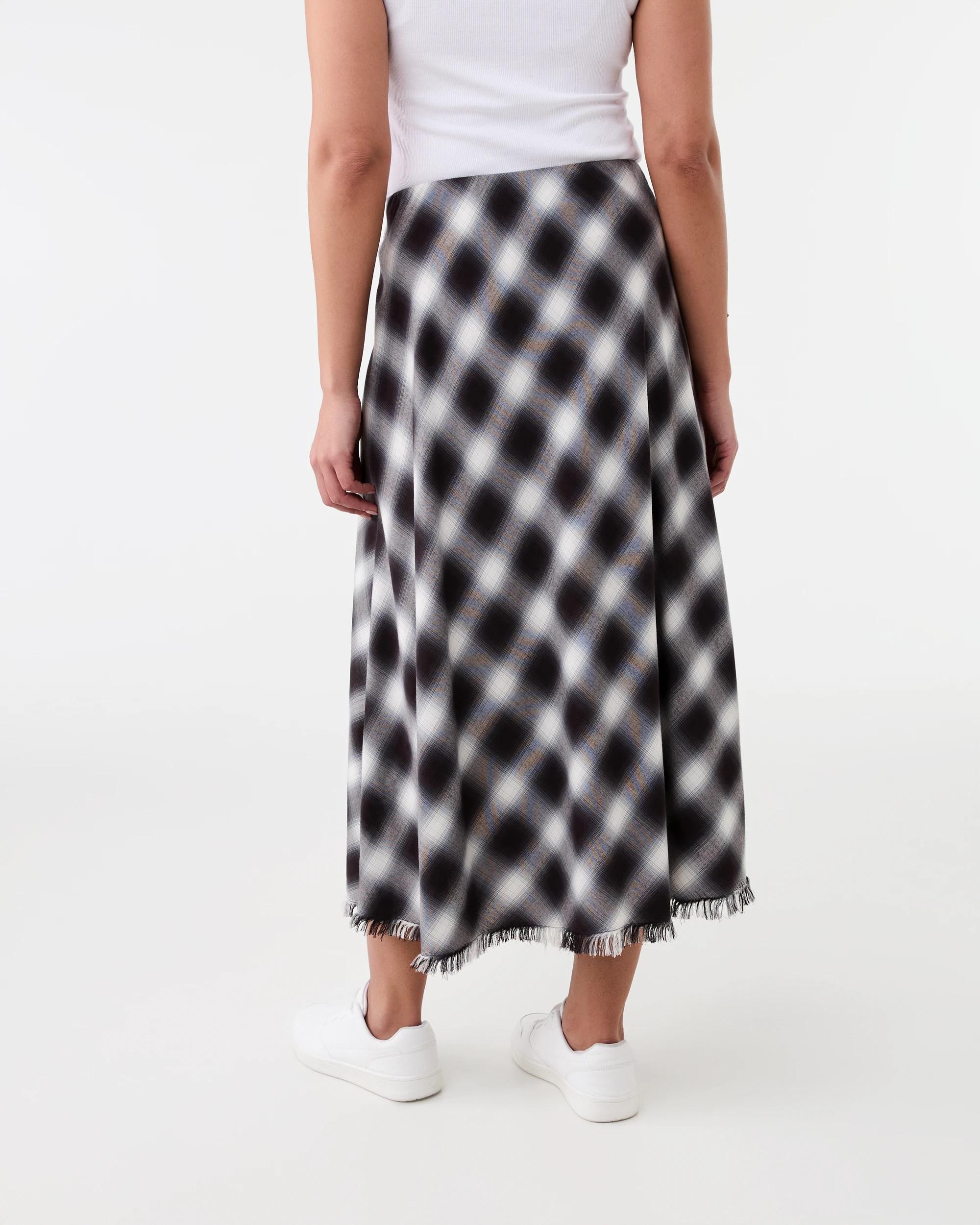 3 Asymmetrical Flannel Skirt Grey Check, 3 of 6