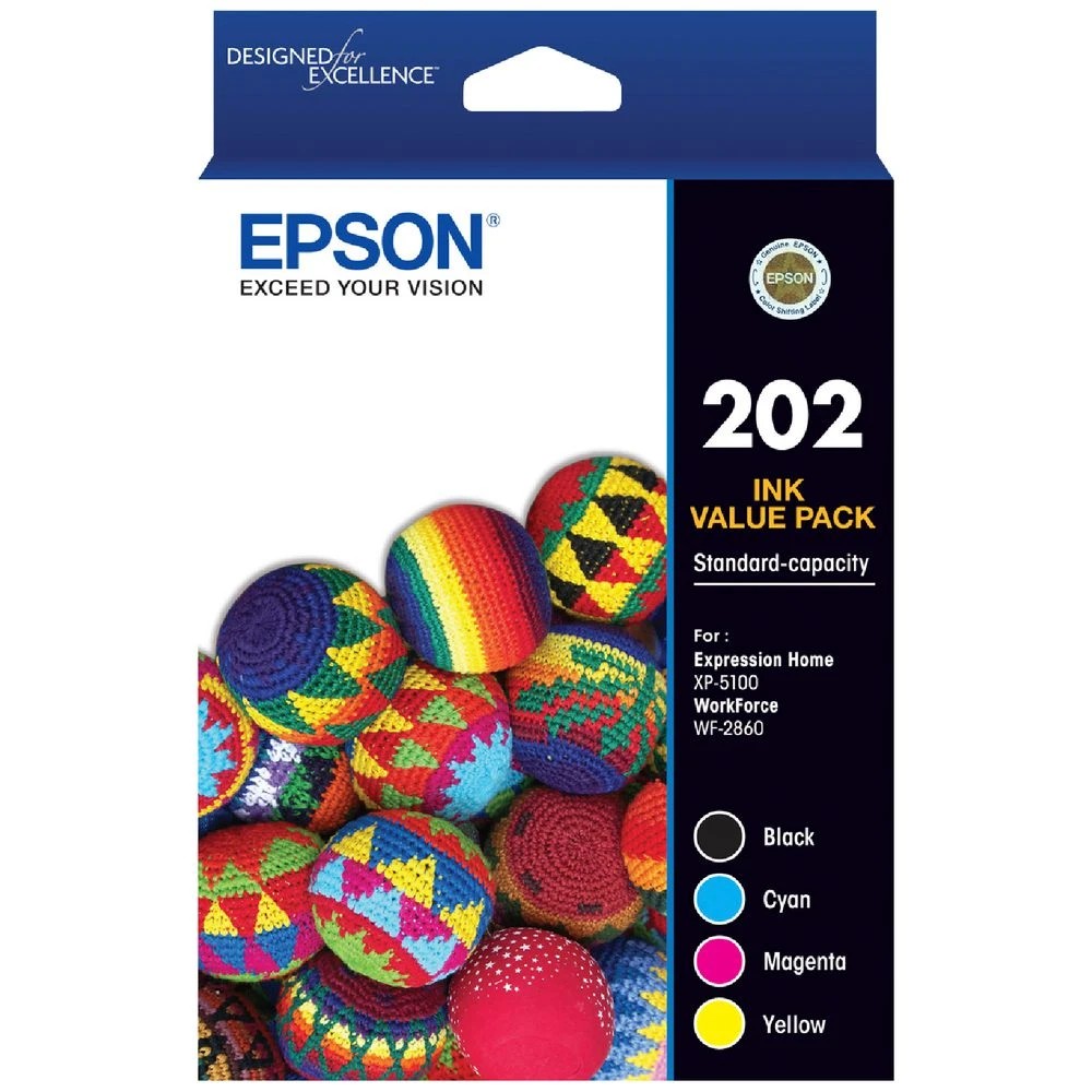 1 Epson 202 Ink Cartridge Value 4 Pack, 1 of 2