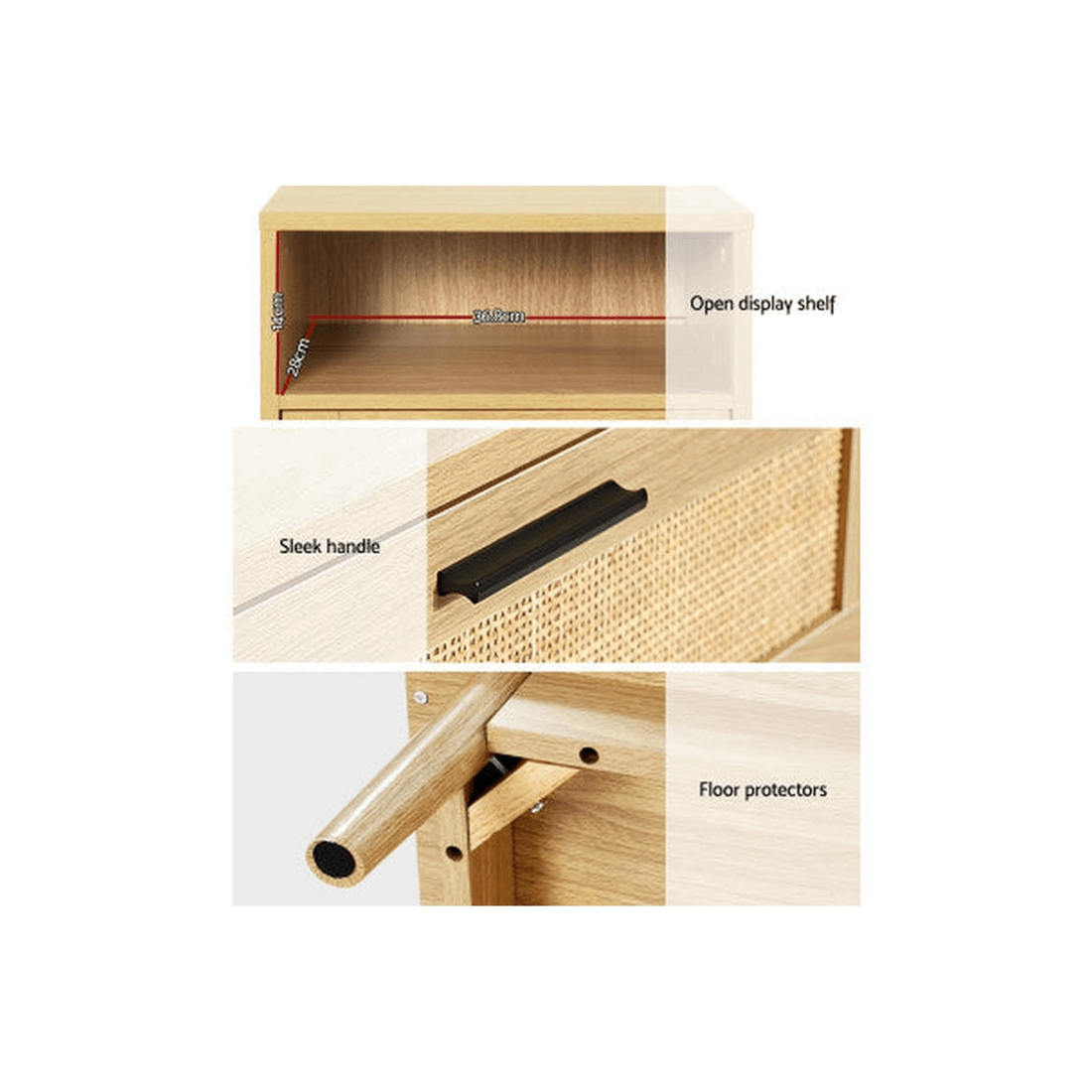 7 Artiss Rattan Bedside Table - Natural, 7 of 7