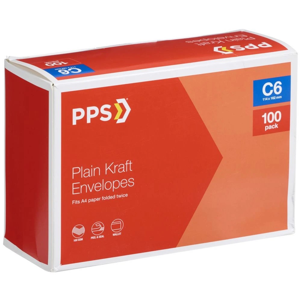 1 PPS C6 Envelopes Kraft 100 Pack, 1 of 3