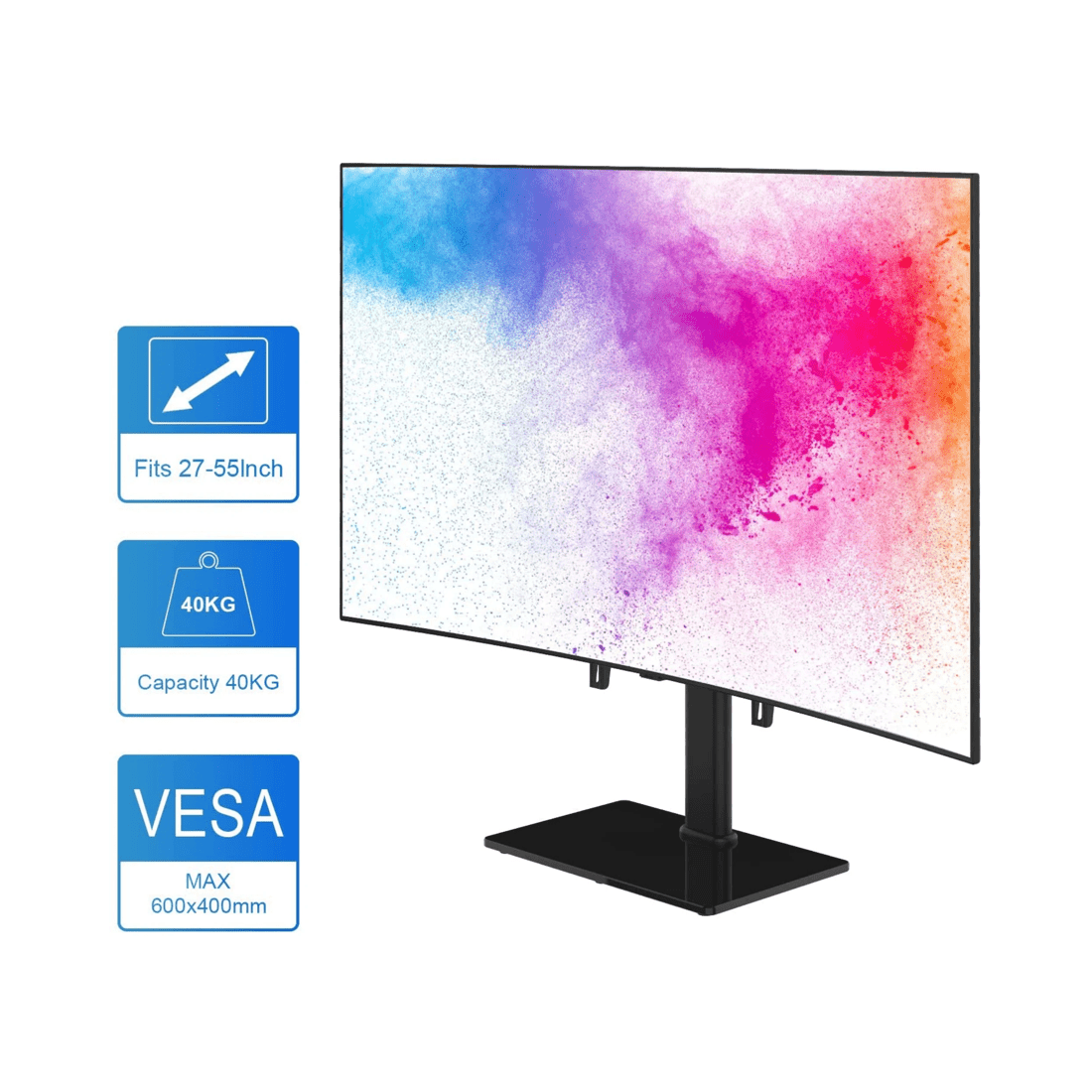 6 Universal Table Top Tv Stand With Bracket Adjustable Height For 37-55 Inch Various Vesa Black, 6 of 10