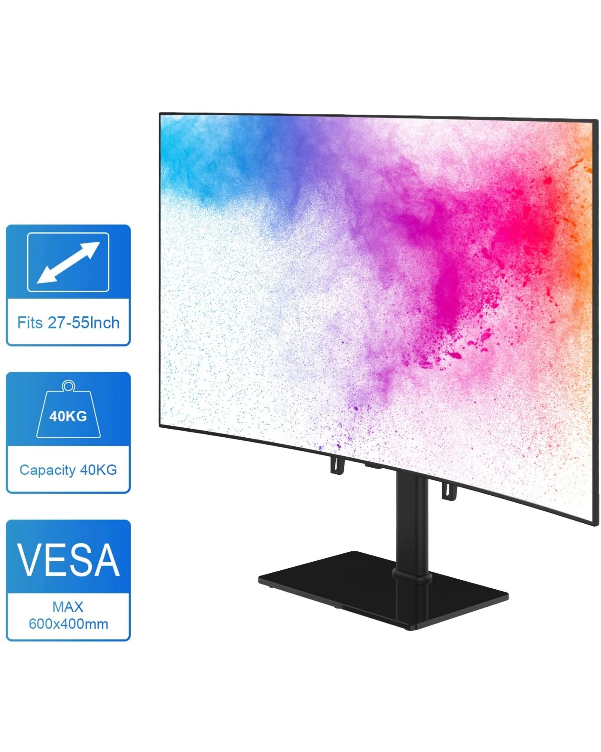 6 Universal Table Top Tv Stand With Bracket Adjustable Height For 37-55 Inch Various Vesa Black, 6 of 10