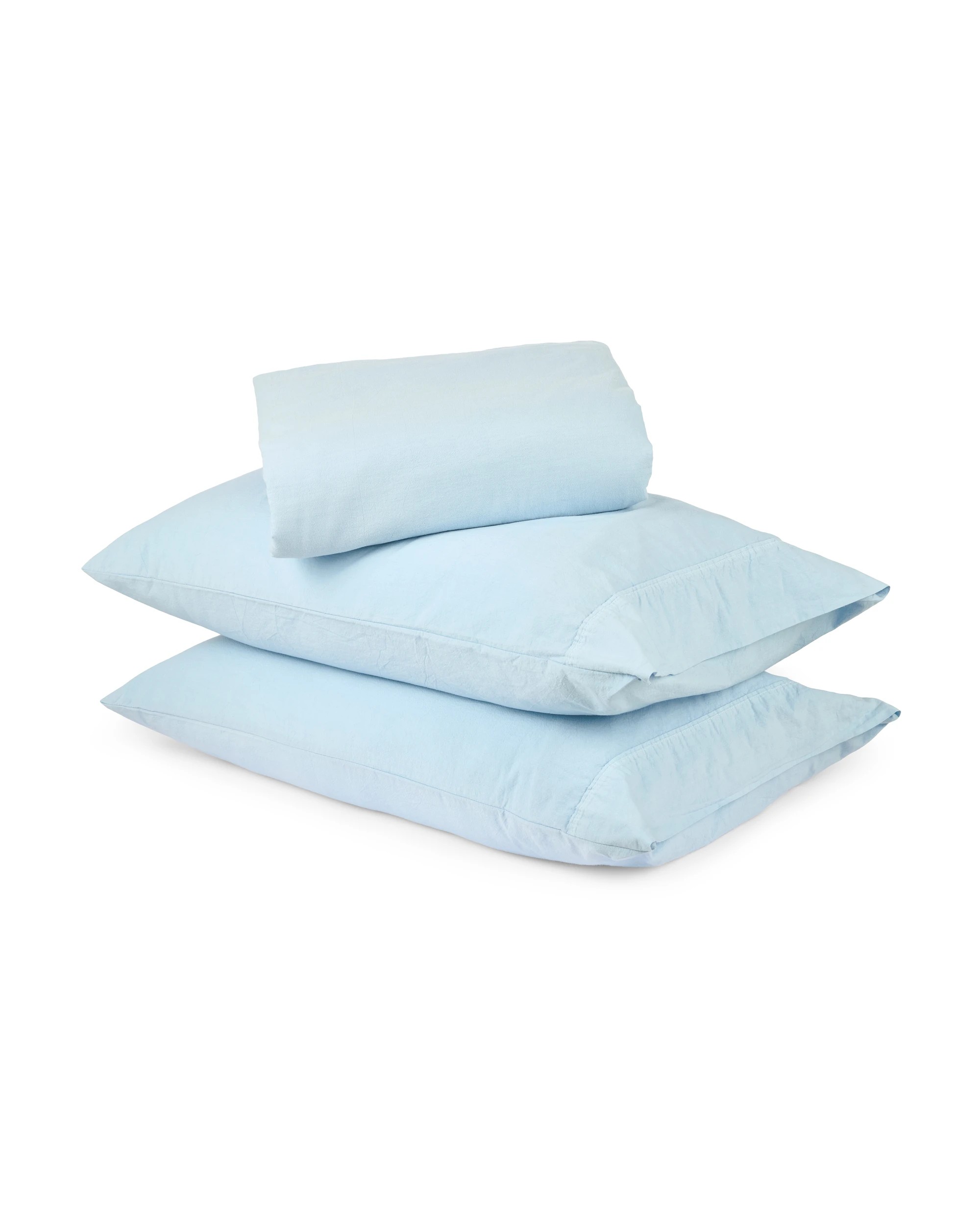 1 Stonewashed Cotton Sheet Set - Queen Bed, Blue, 1 of 4