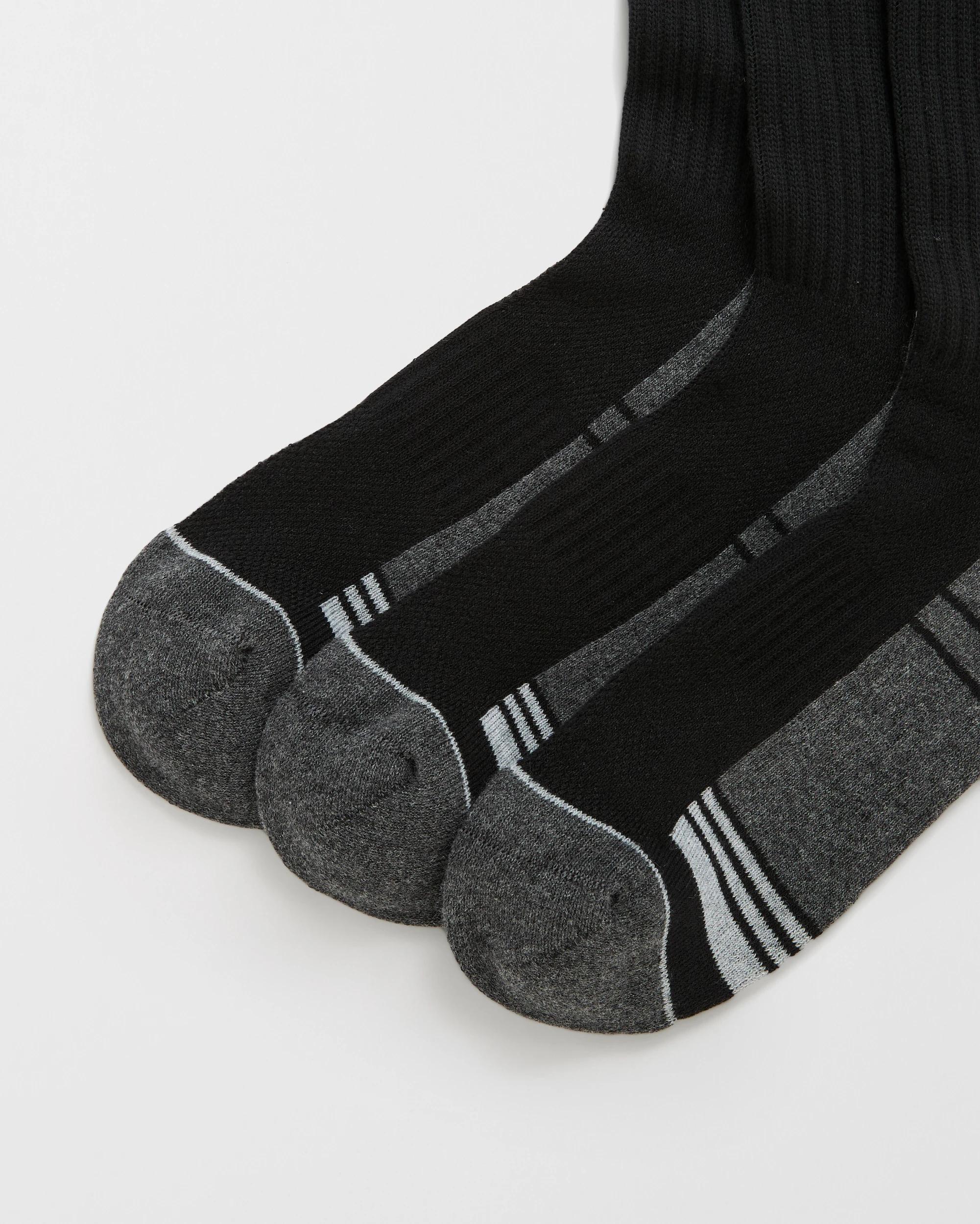 2 Maxx Australian Cotton Blend 3 Pack Sport Crew Socks BLACK, 2 of 3