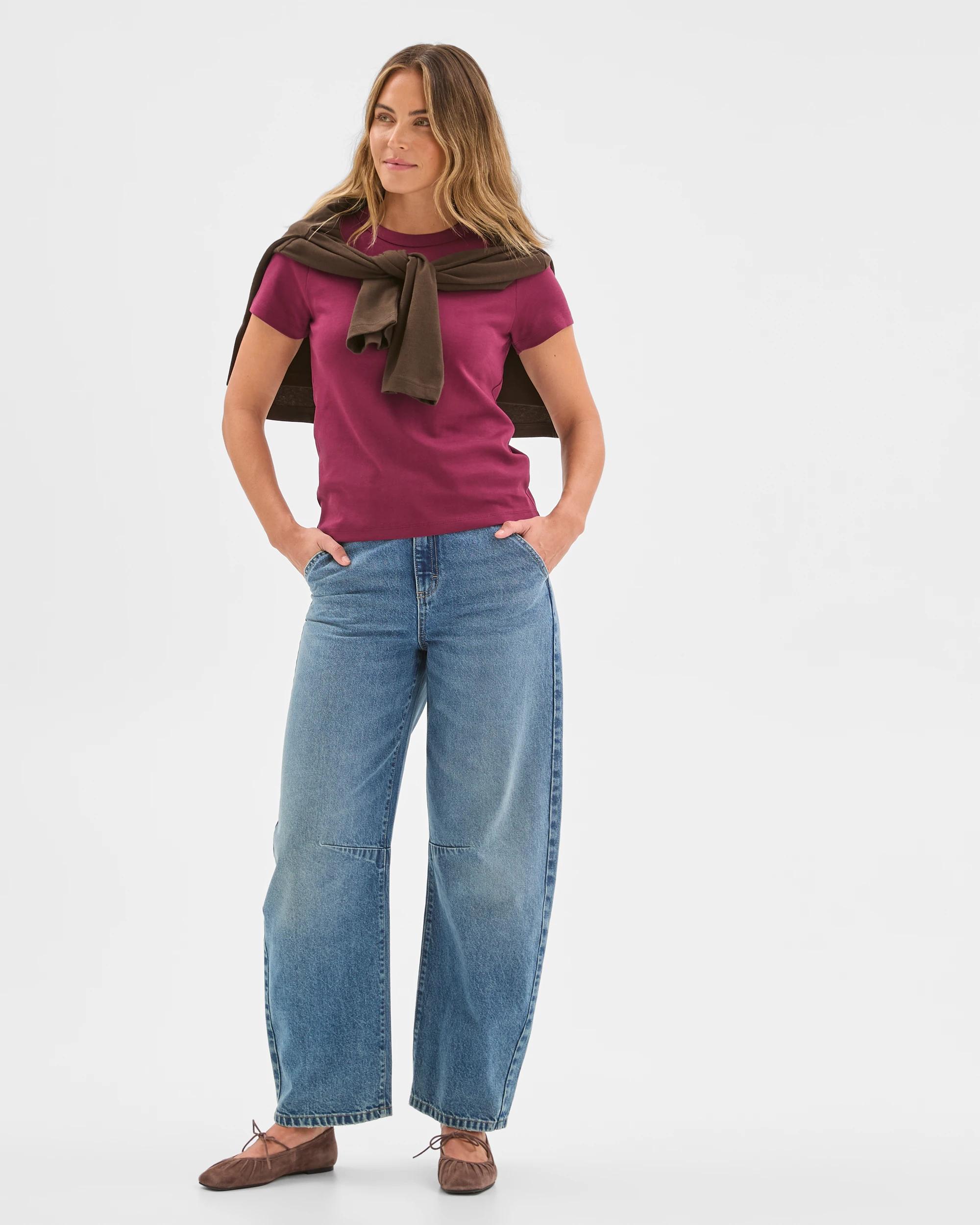 3 Target Woman Australian Cotton Interlock Neat T-Shirt BOYSENBERRY, 3 of 7