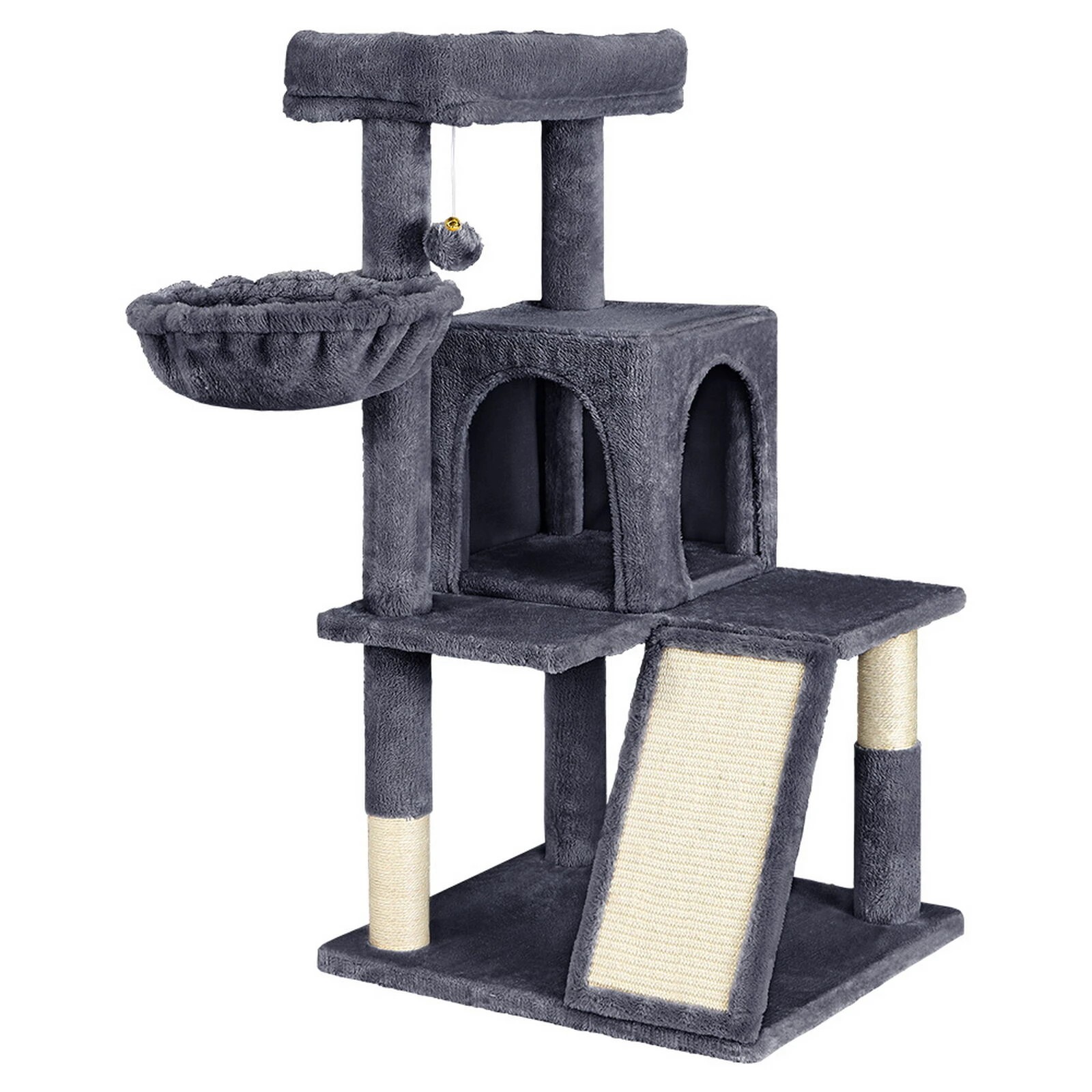 1 Beastie Cat Tree Scratching Post Scratcher Tower Condo House Furniture Wood 100cm - Grey, 1 of 7