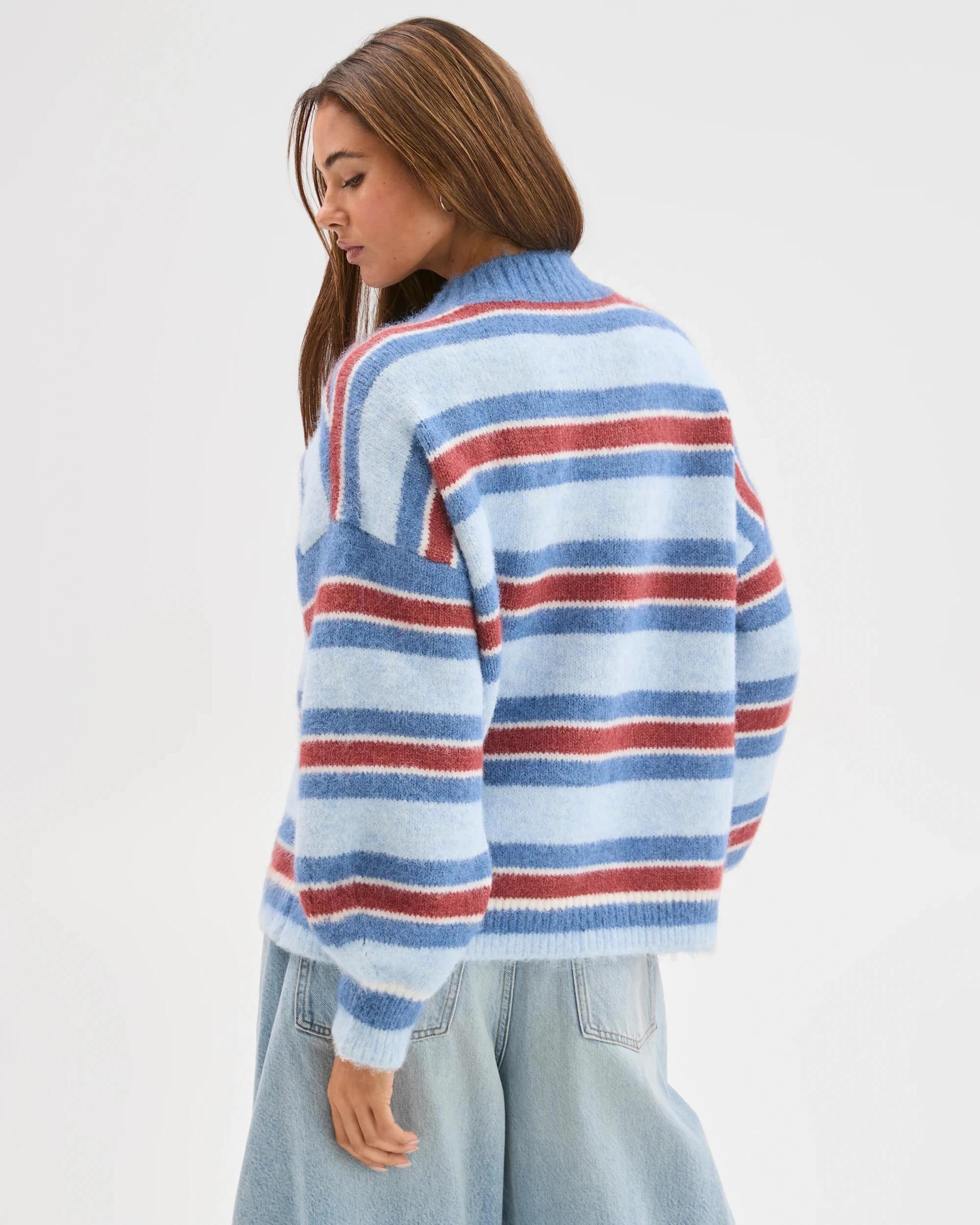 8 Lily Loves Stripe Knit Pullover Jumper MULBERRY, 8 of 8