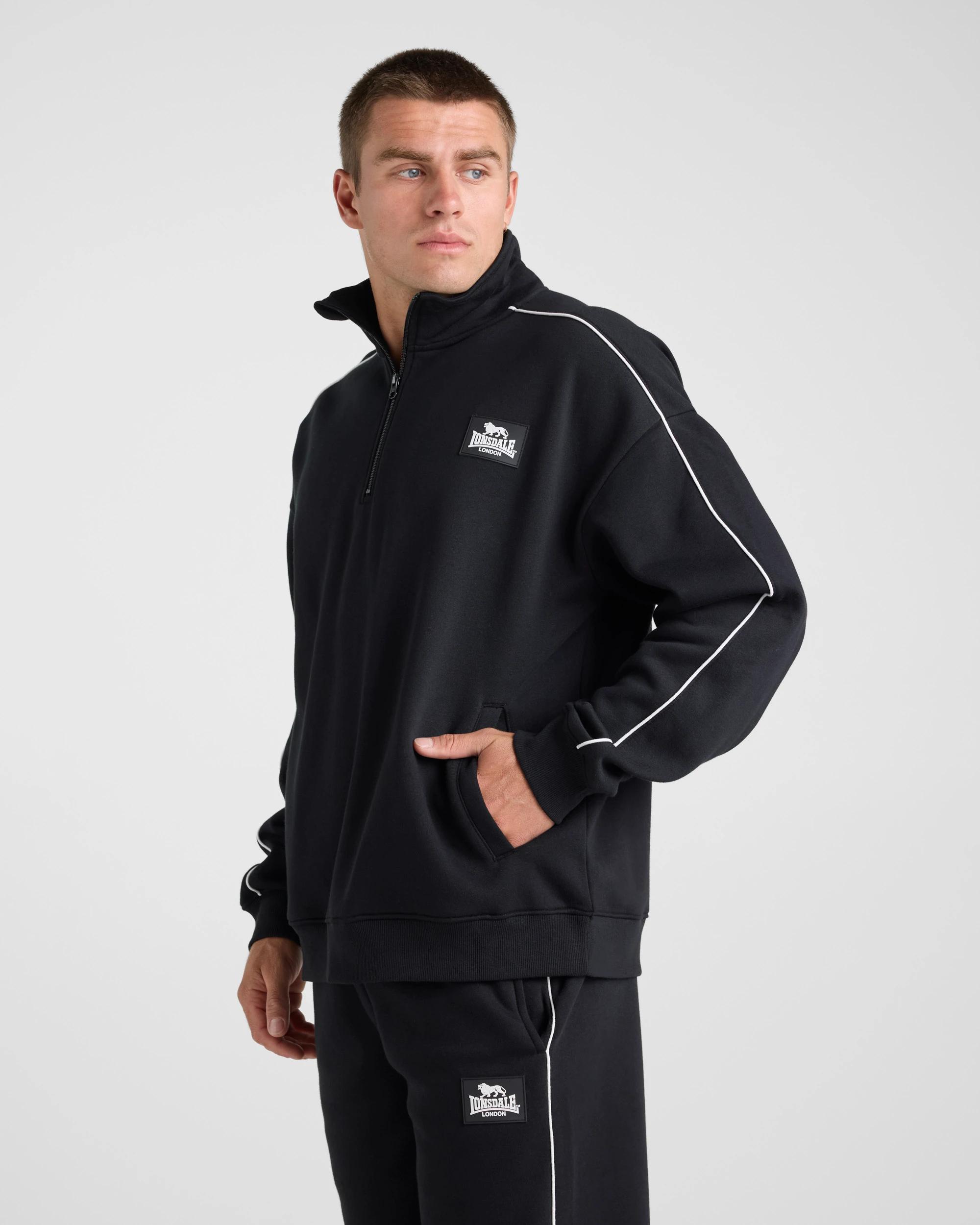 4 Lonsdale London Relaxed Sport Quarter Zip BLACK, 4 of 6