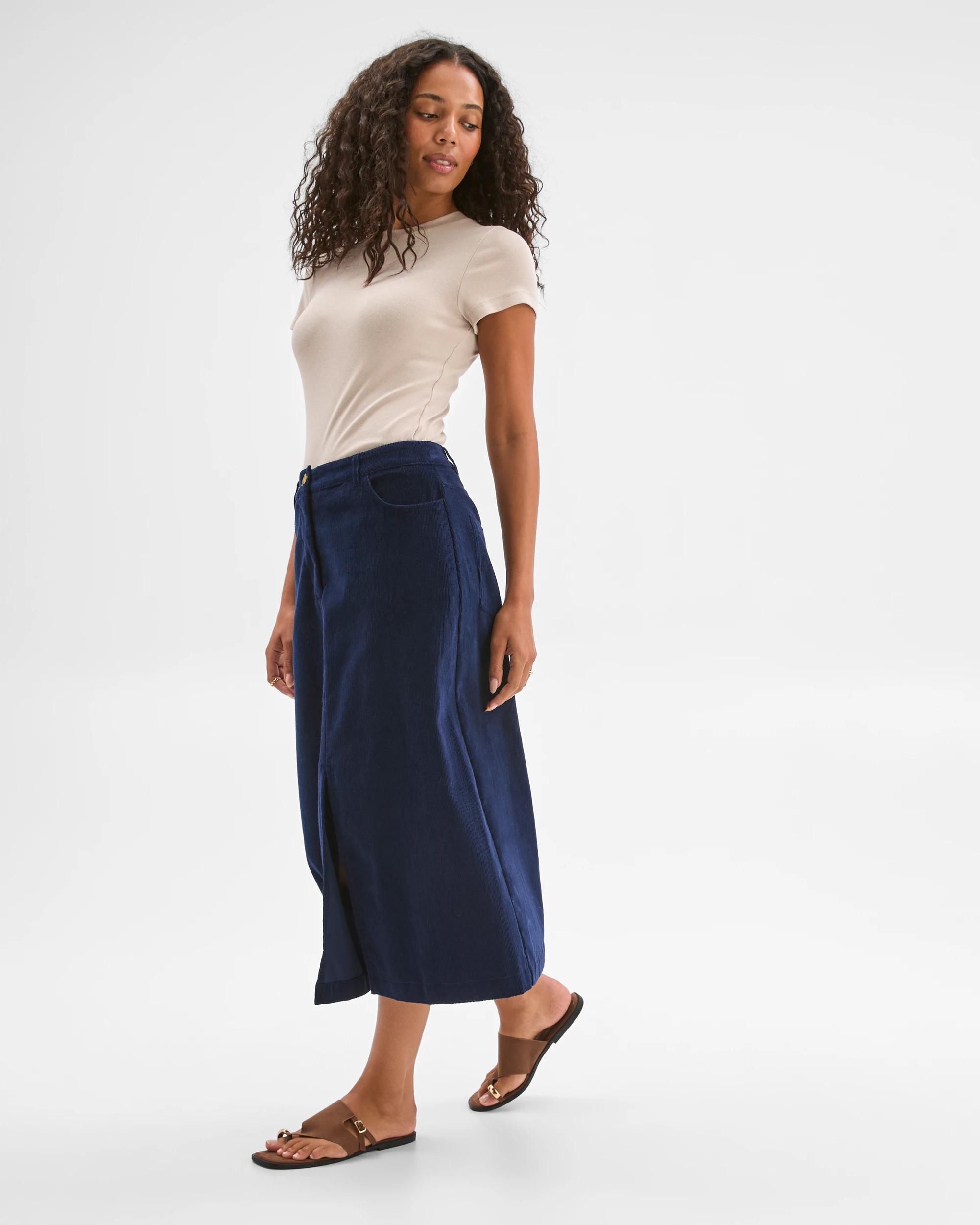 4 Target Woman Corduroy Maxi Skirt NAVY BLAZER, 4 of 6