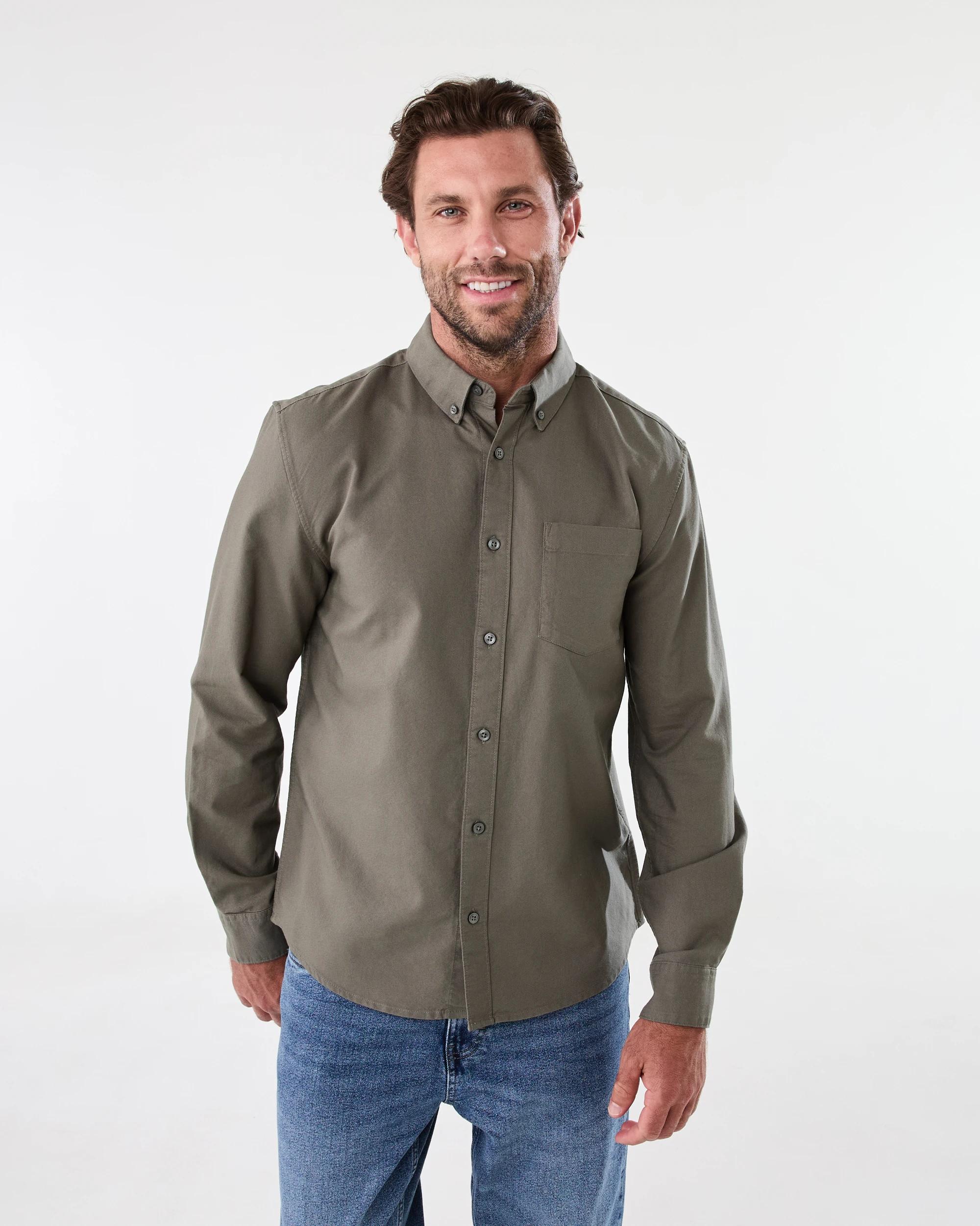 1 Long Sleeve Oxford Shirt Grn Smkolv, 1 of 8