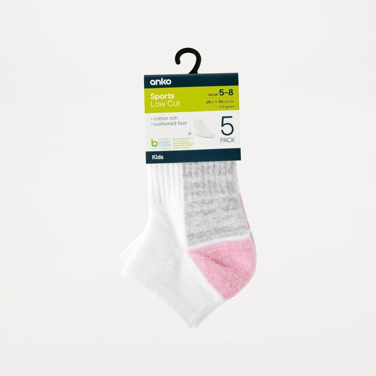 3 5 Pack Active Kids Low Cut Socks PINK, ORANGE, 3 of 3