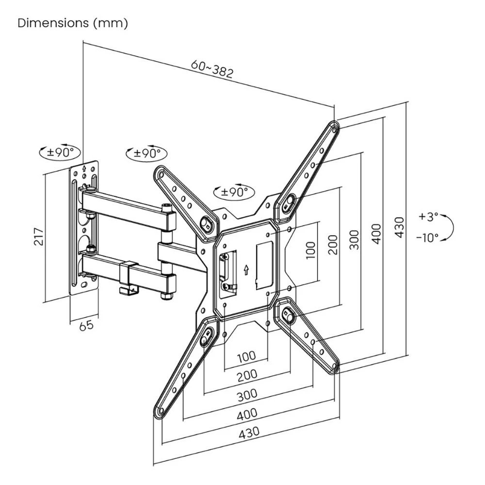 10 Brateck Small Full Motion TV Wall Mount 24 – 55" 30kg, 10 of 10