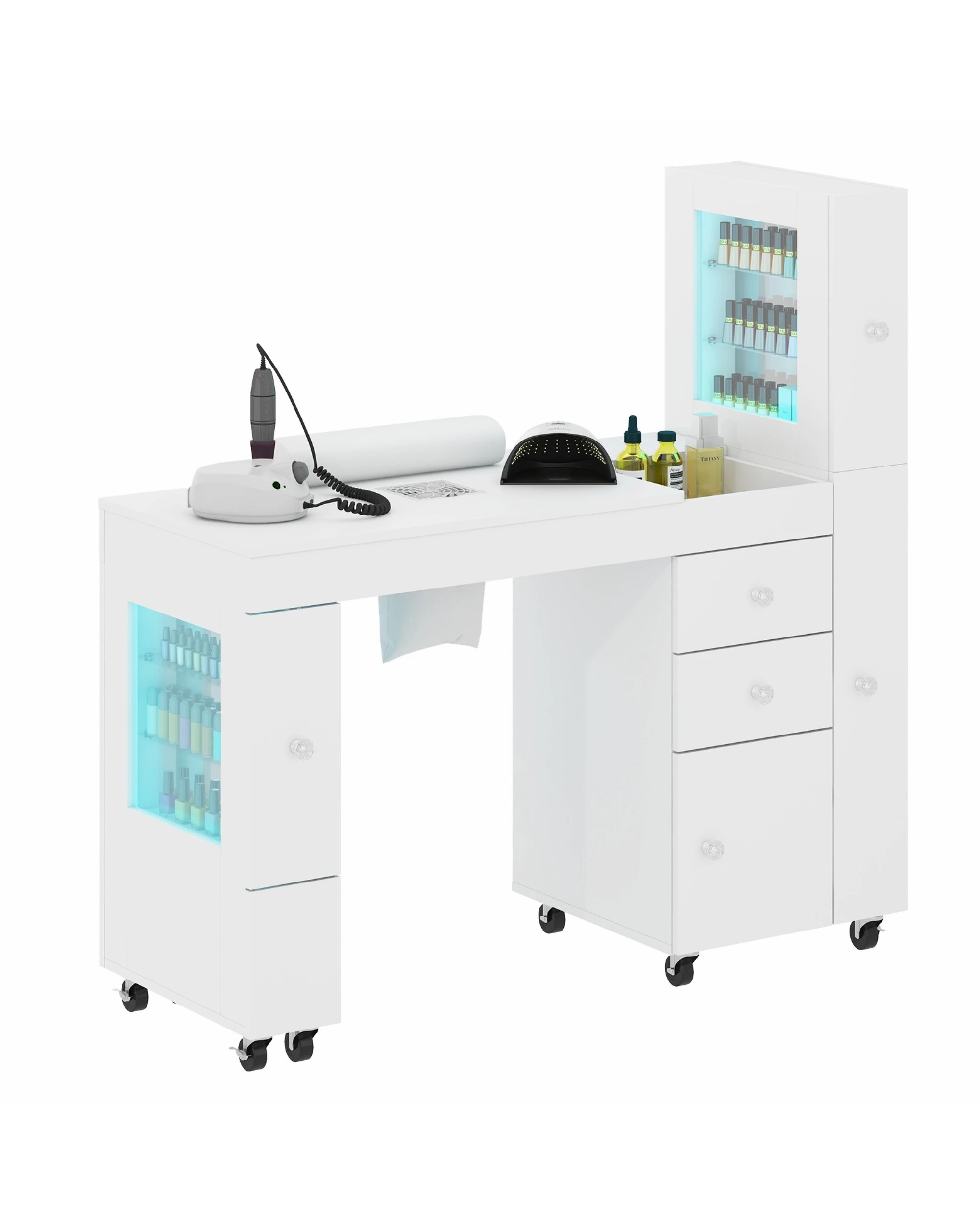 1 Advwin Manicure Table With Led Light Display Cabinet Dust Collector, 1 of 8