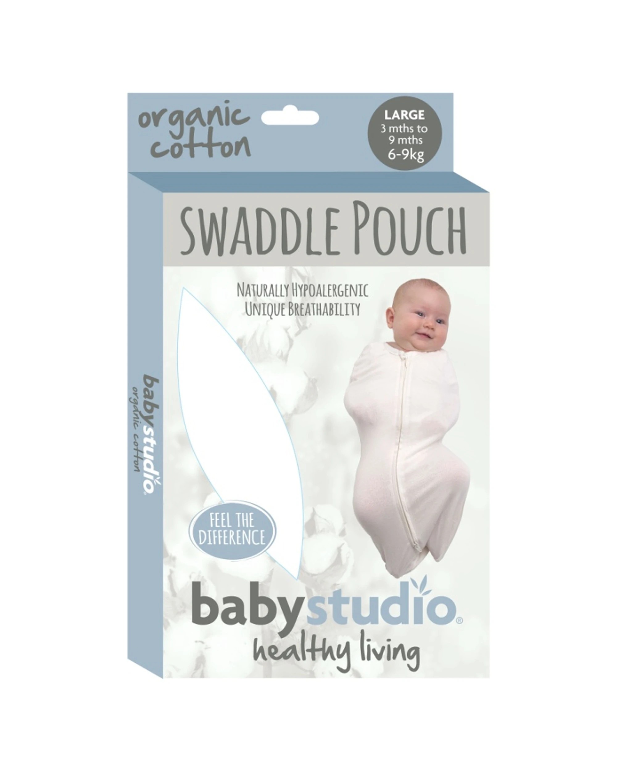 8 Babystudio Swaddle Pouch Baby Infant Organic Cotton 1.0 Tog Small Navy - Blue, 8 of 8