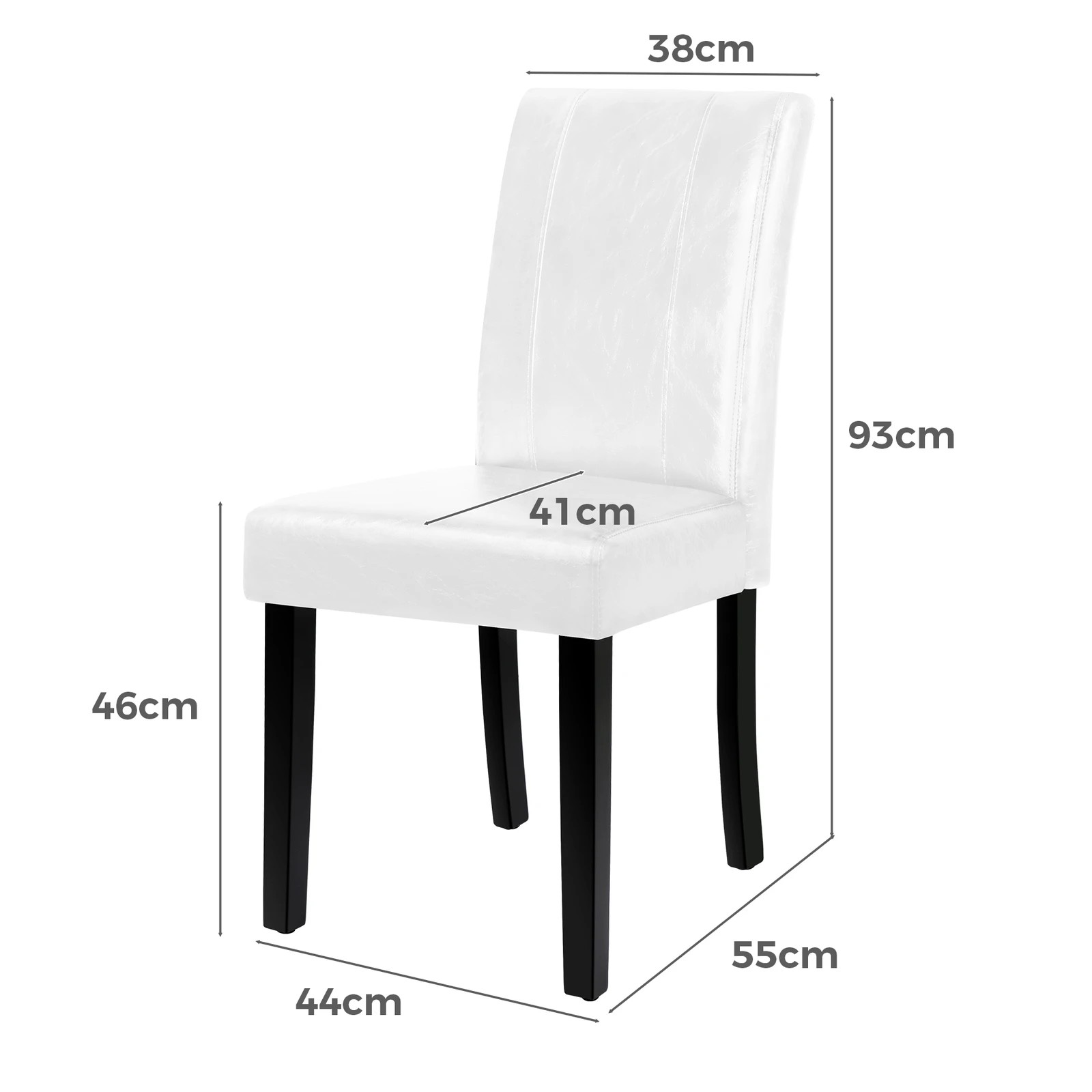 8 Alfordson 2x Dining Chairs Cafe Kitchen High-Back Chair Glossy PU Leather - White, 8 of 10