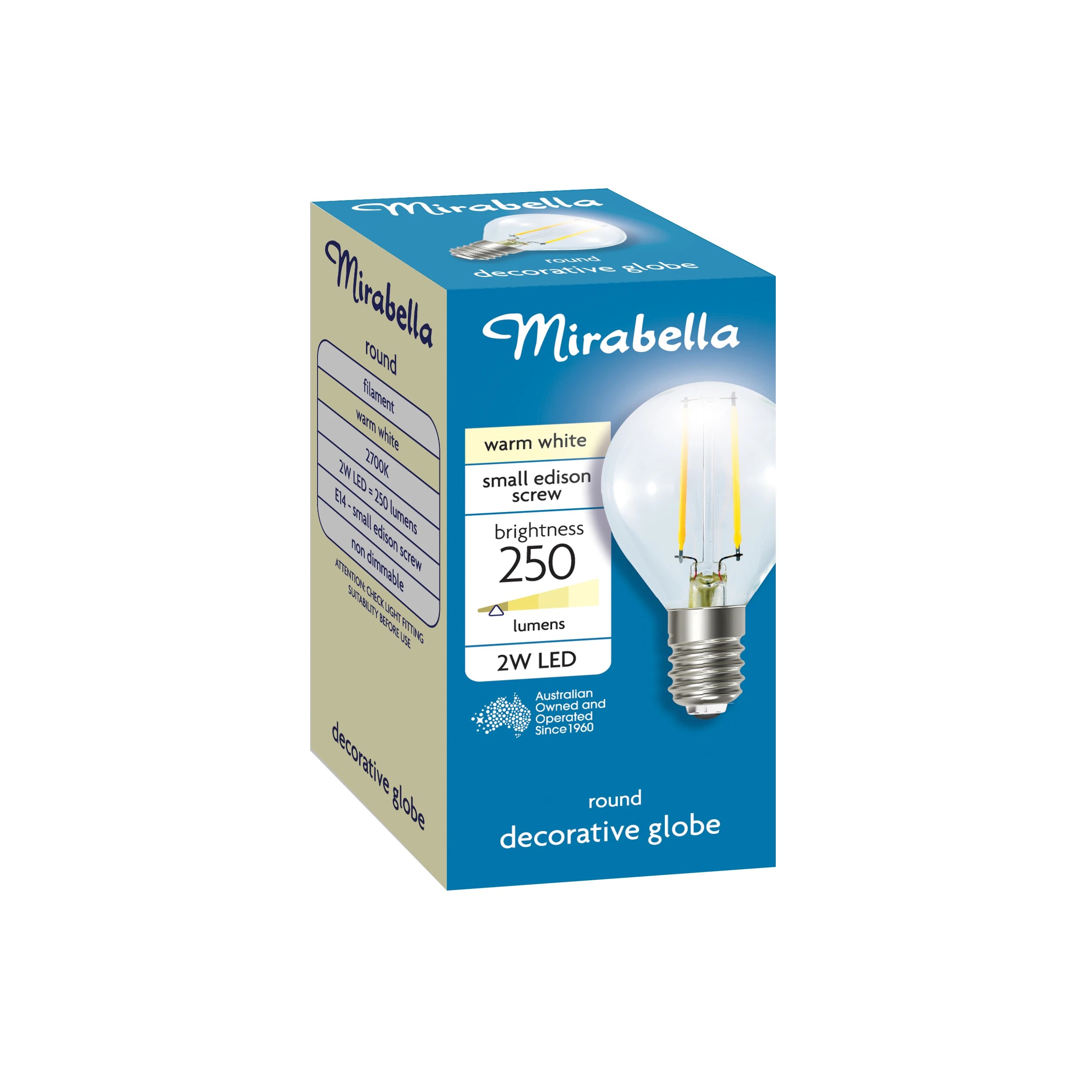 3 Mirabella E14 2W LED Filament Round Bulb, 3 of 7