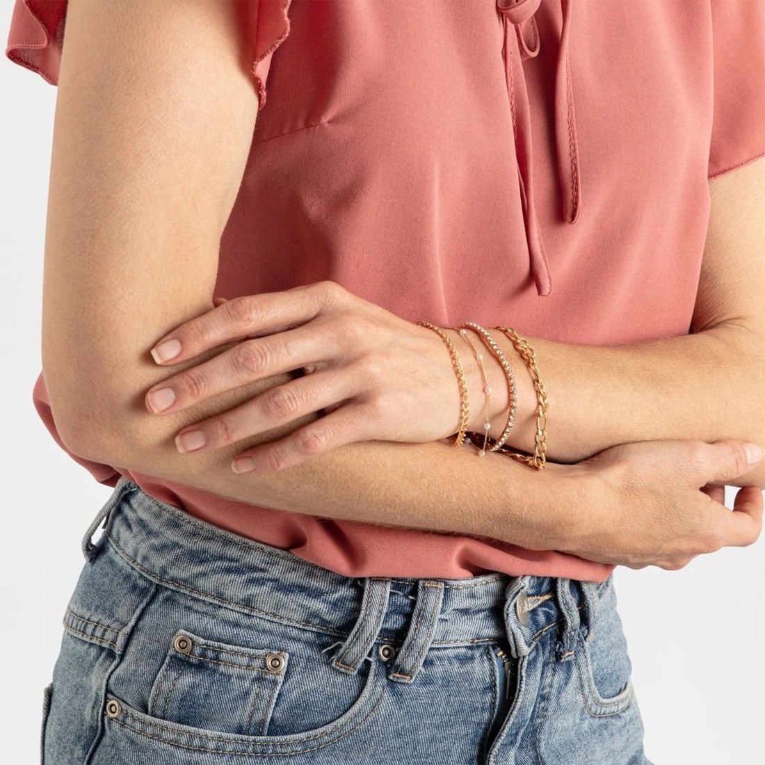 7 5 Pack Chain and Diamante Bracelet - Gold Tone, 7 of 8