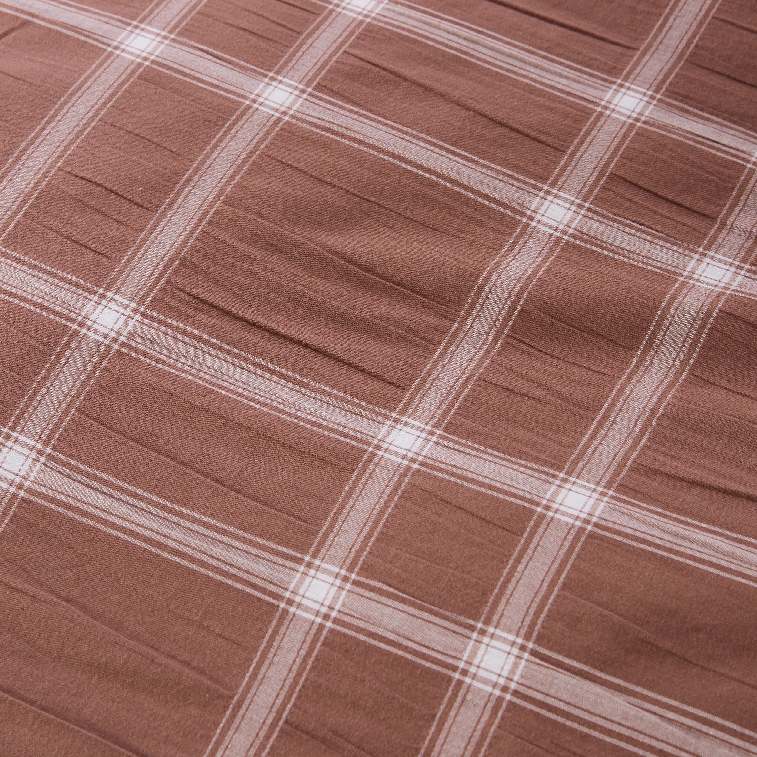 8 Check Cotton Reversible Quilt Cover Set - King Bed, Mocha, 8 of 9