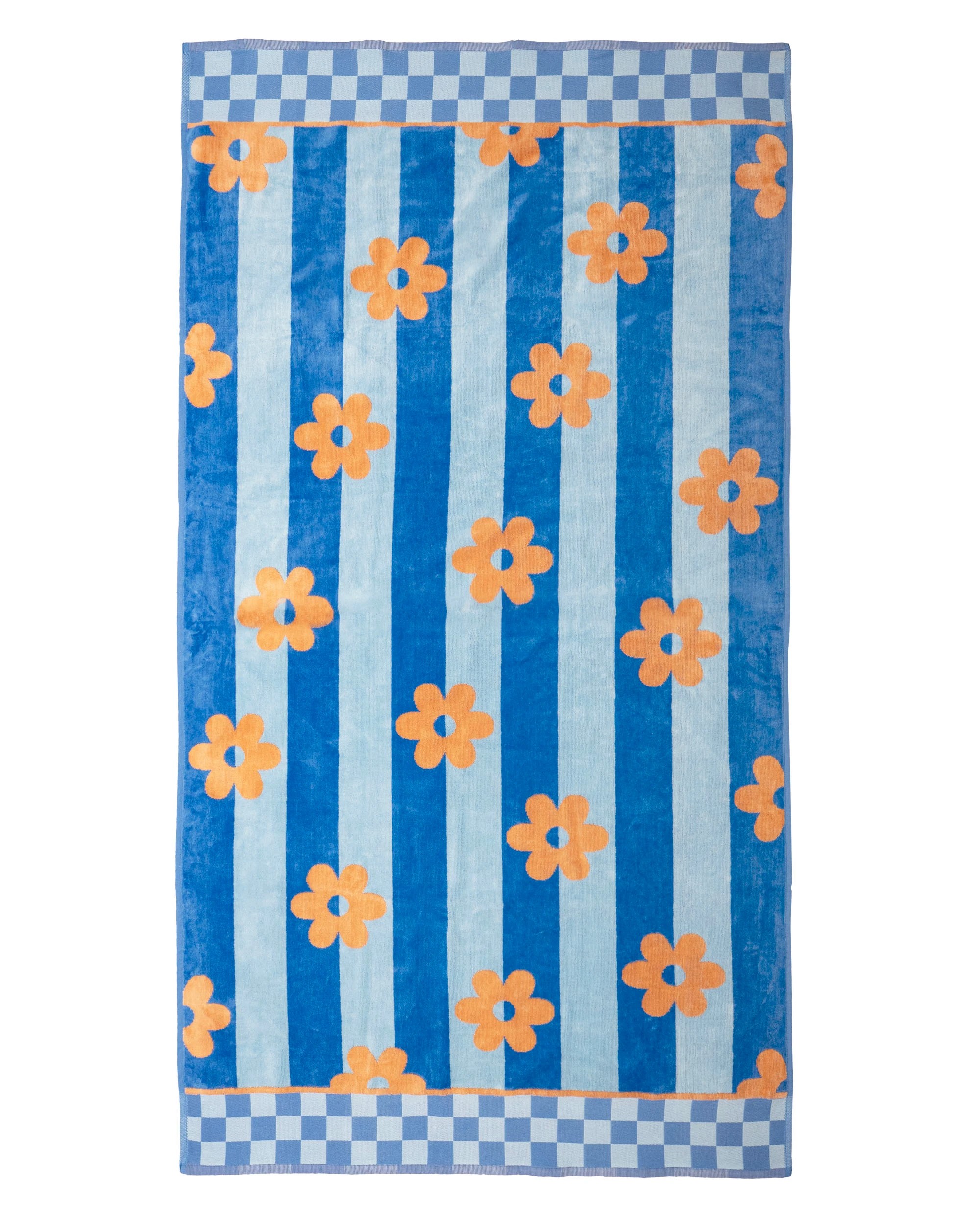 1 Bambury Soft Cotton Jacquard Velour Beach Towel Aster - Blue, 1 of 3