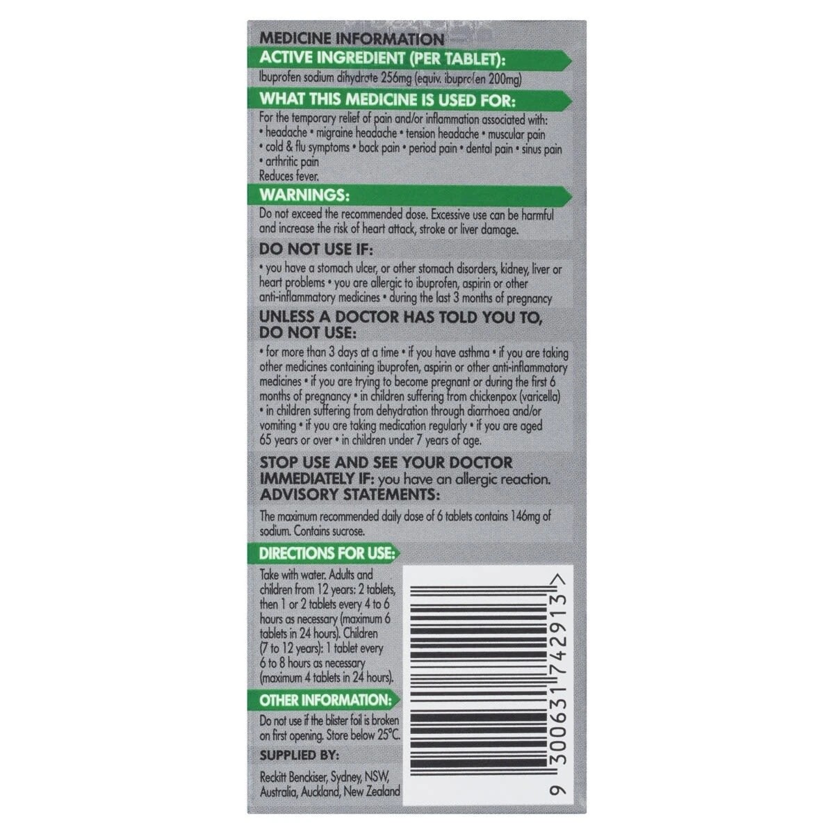 9 12 Pack Nurofen Zavance Ibuprofen Pain Relief Tablets 256mg, 9 of 9