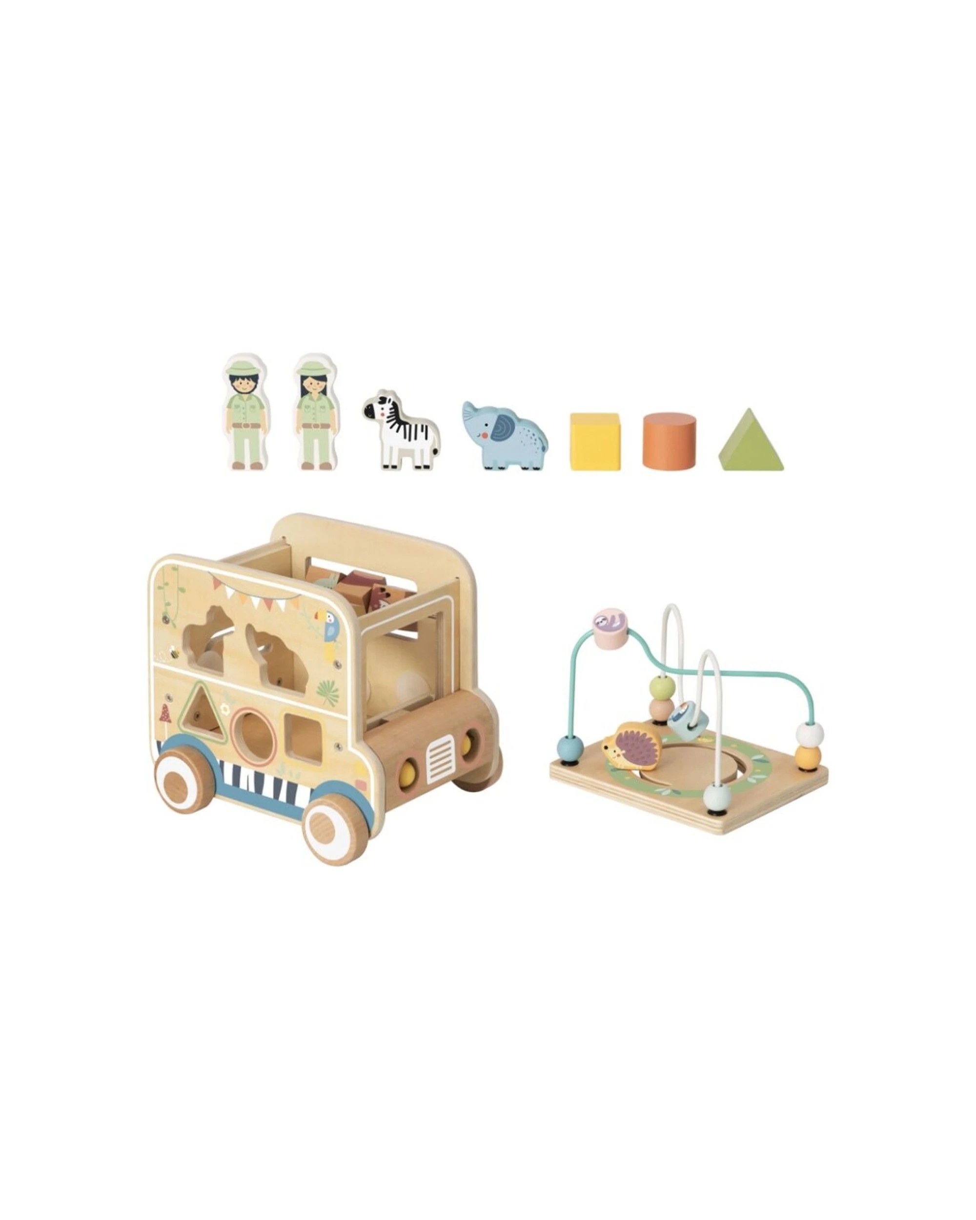 3 Tooky Toy Versatile Safari Hunting Vehicle Wooden Activity Kids Children - Natural, 3 of 7