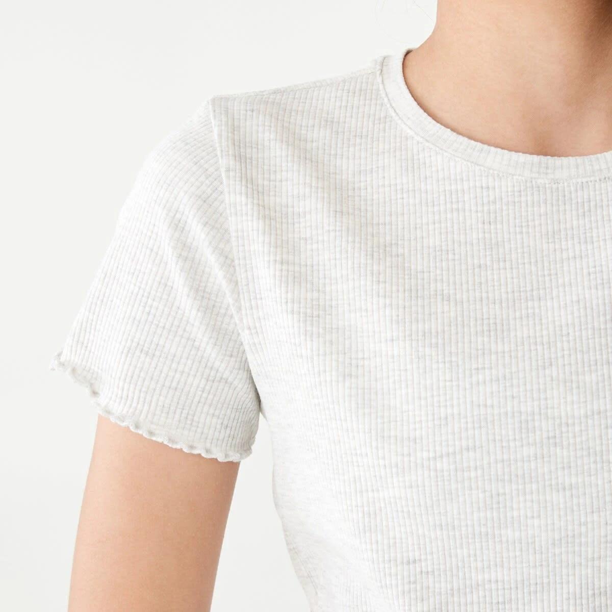 4 Short Sleeve Rib Top Wht Marle, 4 of 9