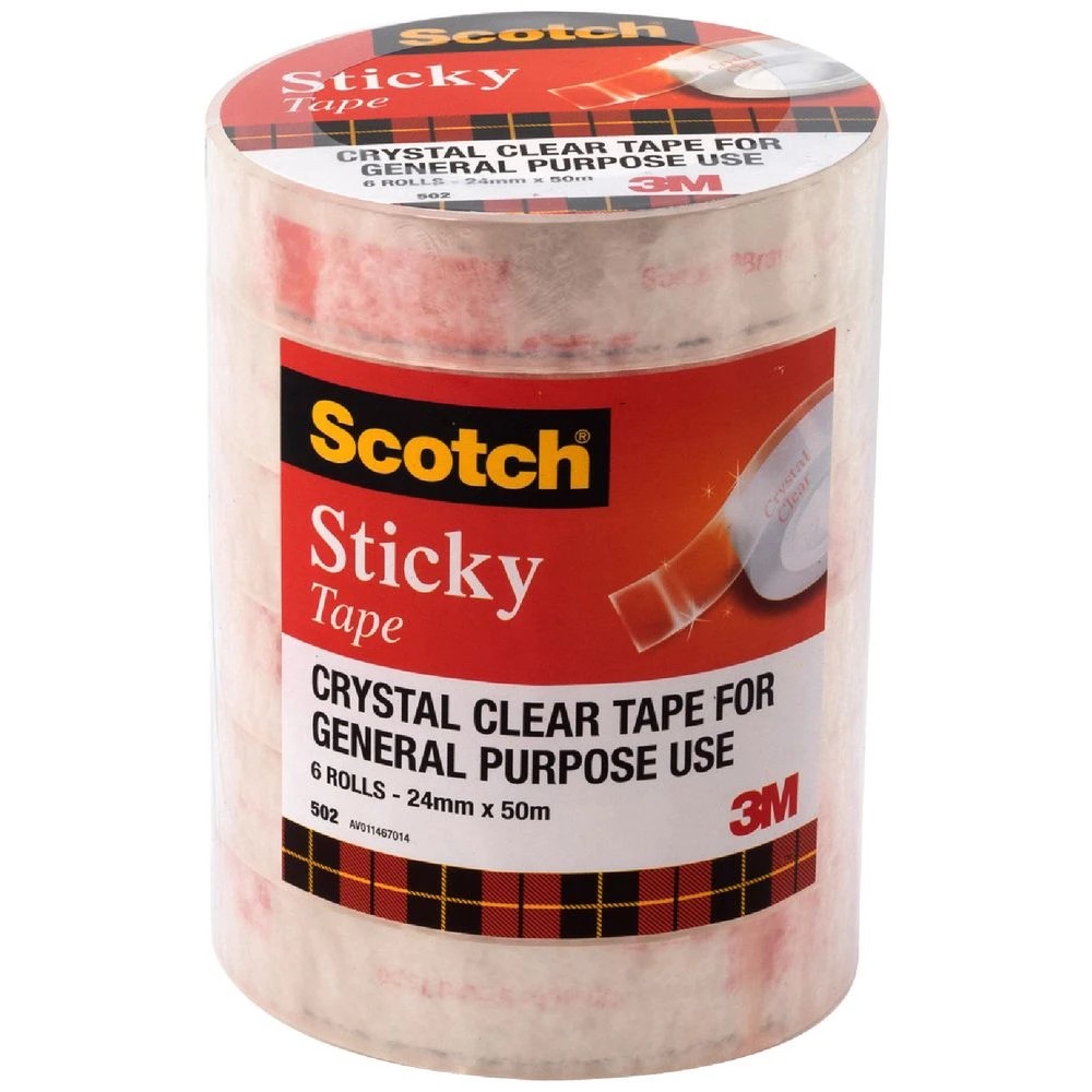1 Scotch Sticky Tape 24mm x 50m 6 Pack, 1 of 7