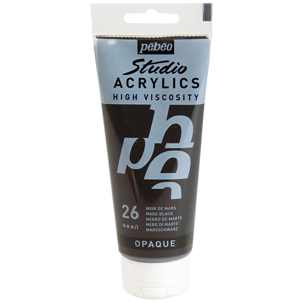1 Pebeo Studio Acrylic Paint 100mL Mars Black, 1 of 2