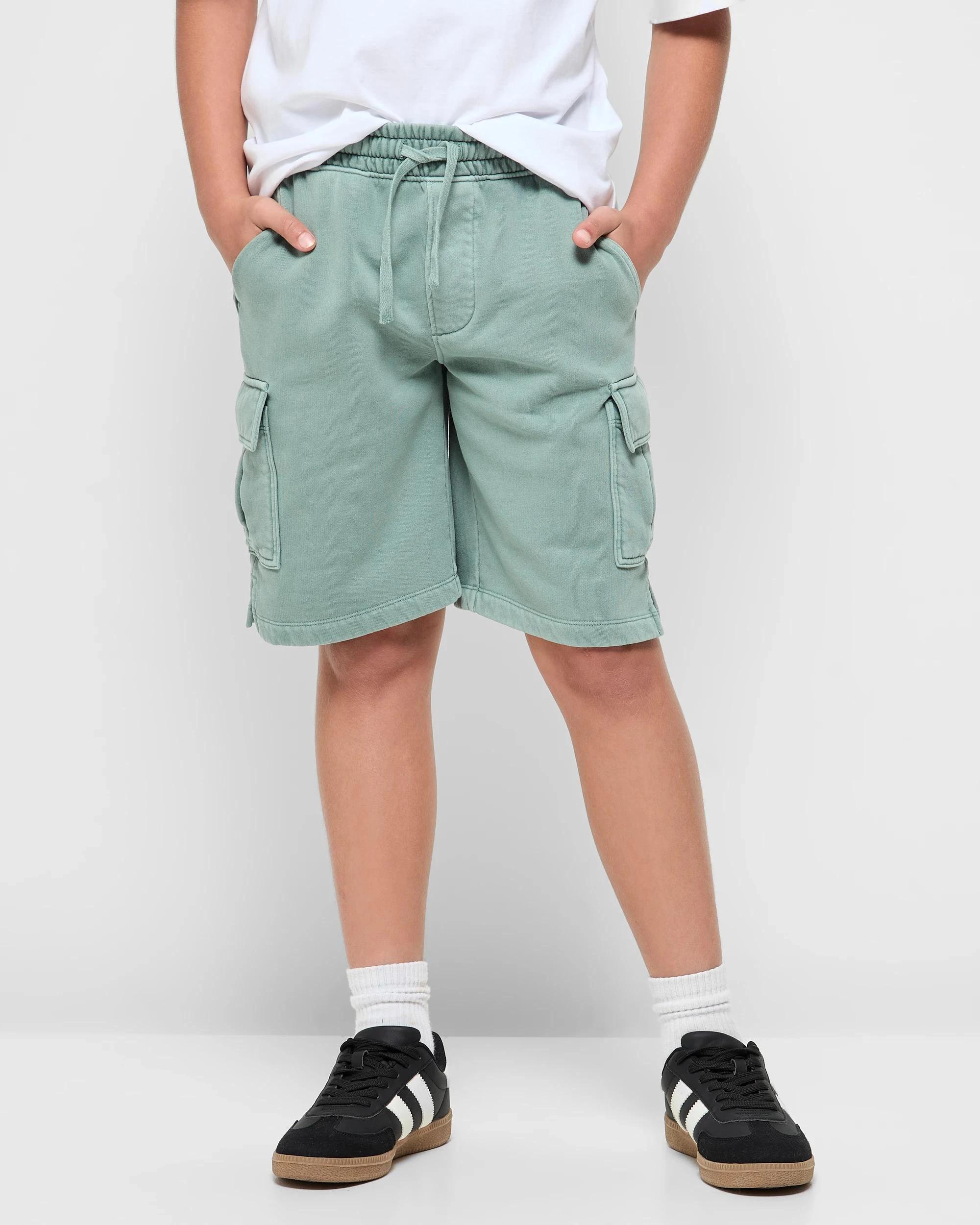 1 Target Washed Fleece Shorts GREEN, 1 of 5