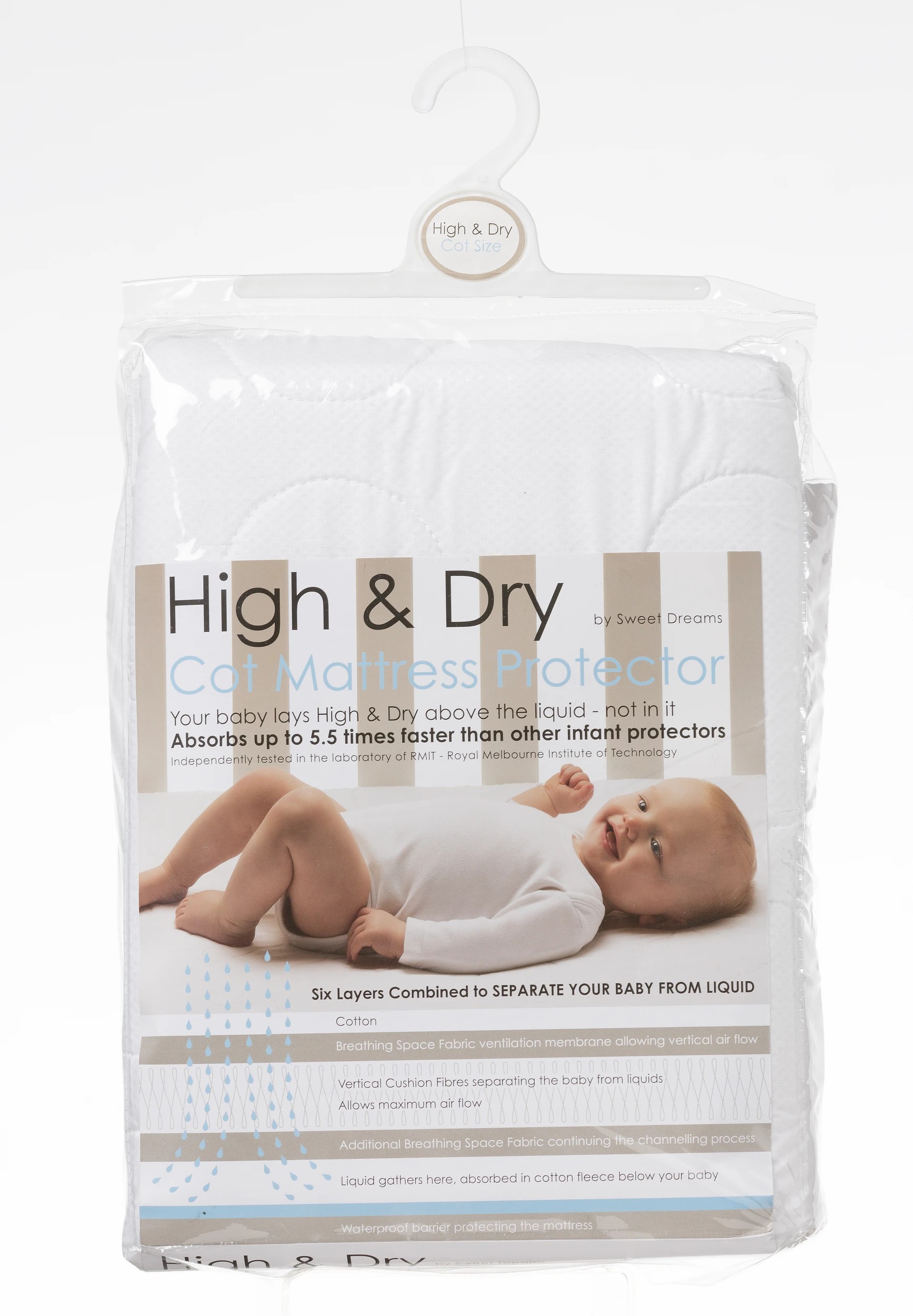 1 Sweet Dreams High & Dry Cot Mattress Protector, 1 of 2