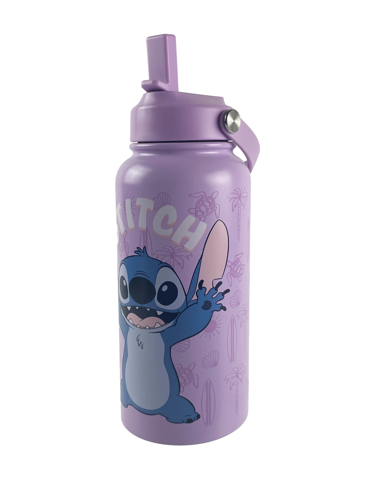 2 946ml Lilac Disney Lilo & Stitch Aloha Stainless Steel Cylinder Drink Bottle, 2 of 5
