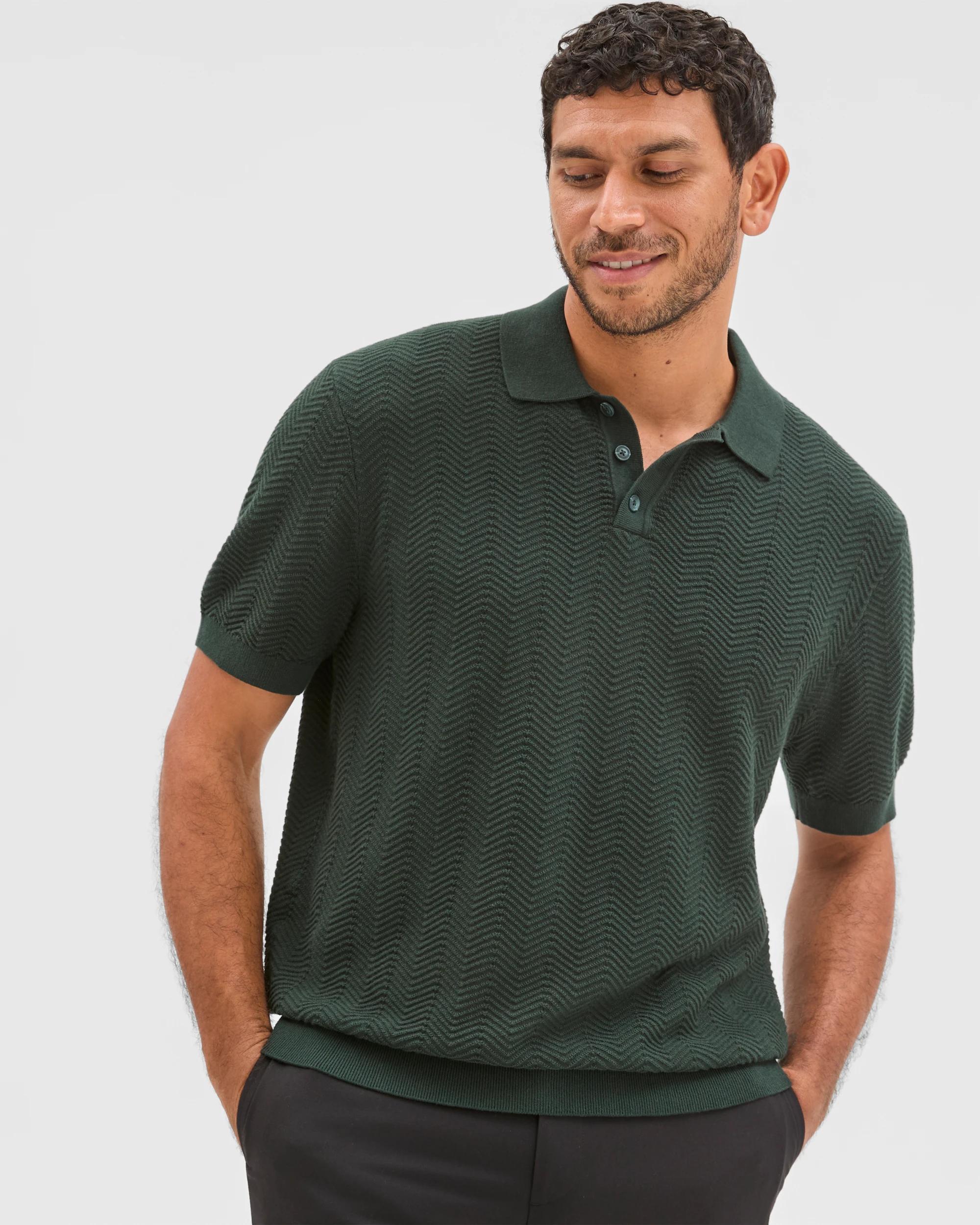 3 Preview Australian Cotton Knit Polo Top SCARAB, 3 of 6